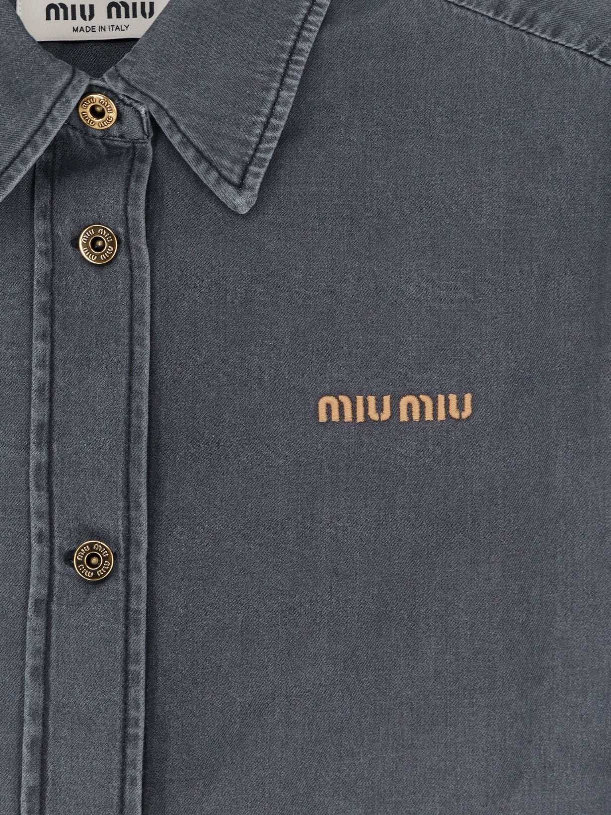 Miu Miu Women Grey Light Denim Shirt MIU MIU