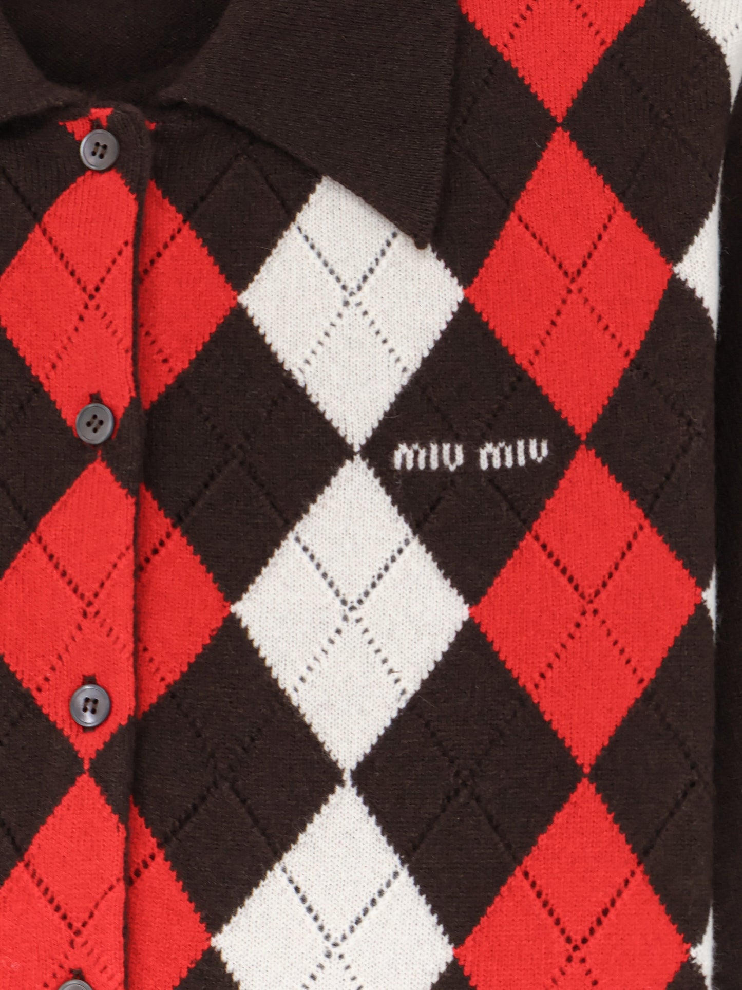 Miu Miu Women Diamond-Patterned Cashmere Cardigan MIU MIU