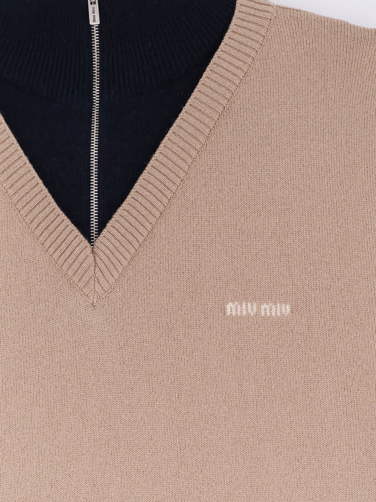 Miu Miu Women Cashmere Sweater With Logo Inlay MIU MIU