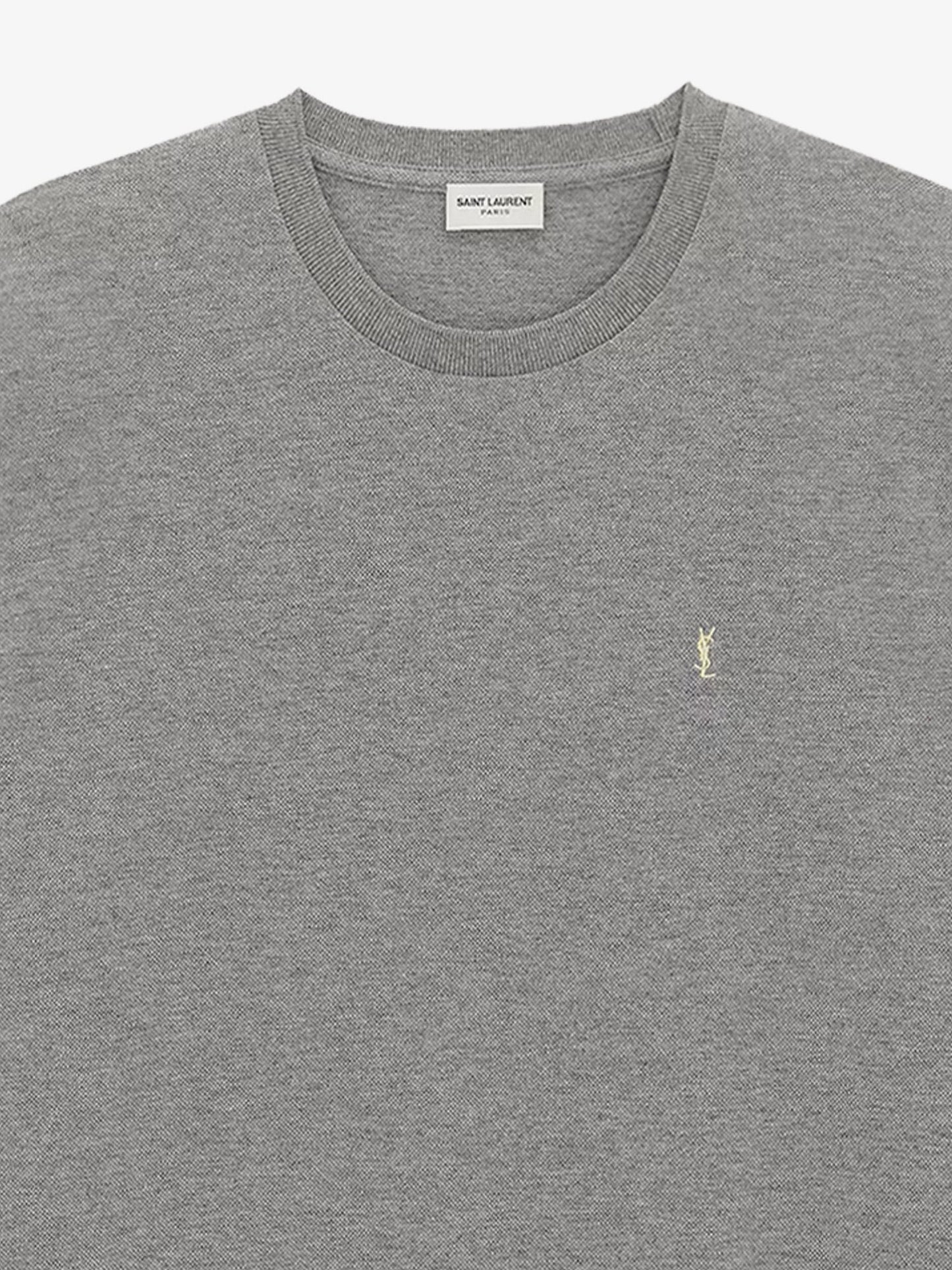 Saint Laurent Men Recycled Material T-Shirt With Cassandre Embroidery SAINT LAURENT