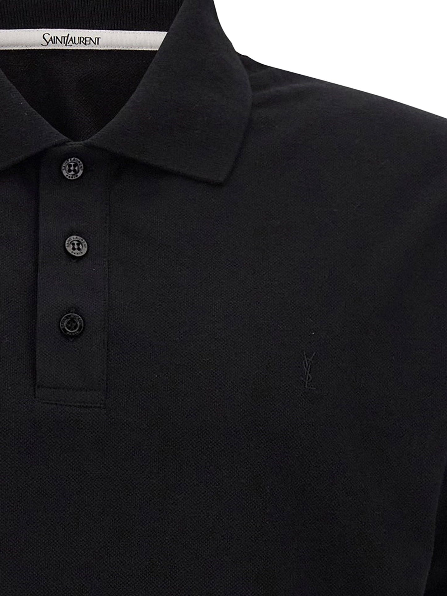 Saint Laurent Men Cotton Blend Polo Shirt With Cassandre Embroidery SAINT LAURENT