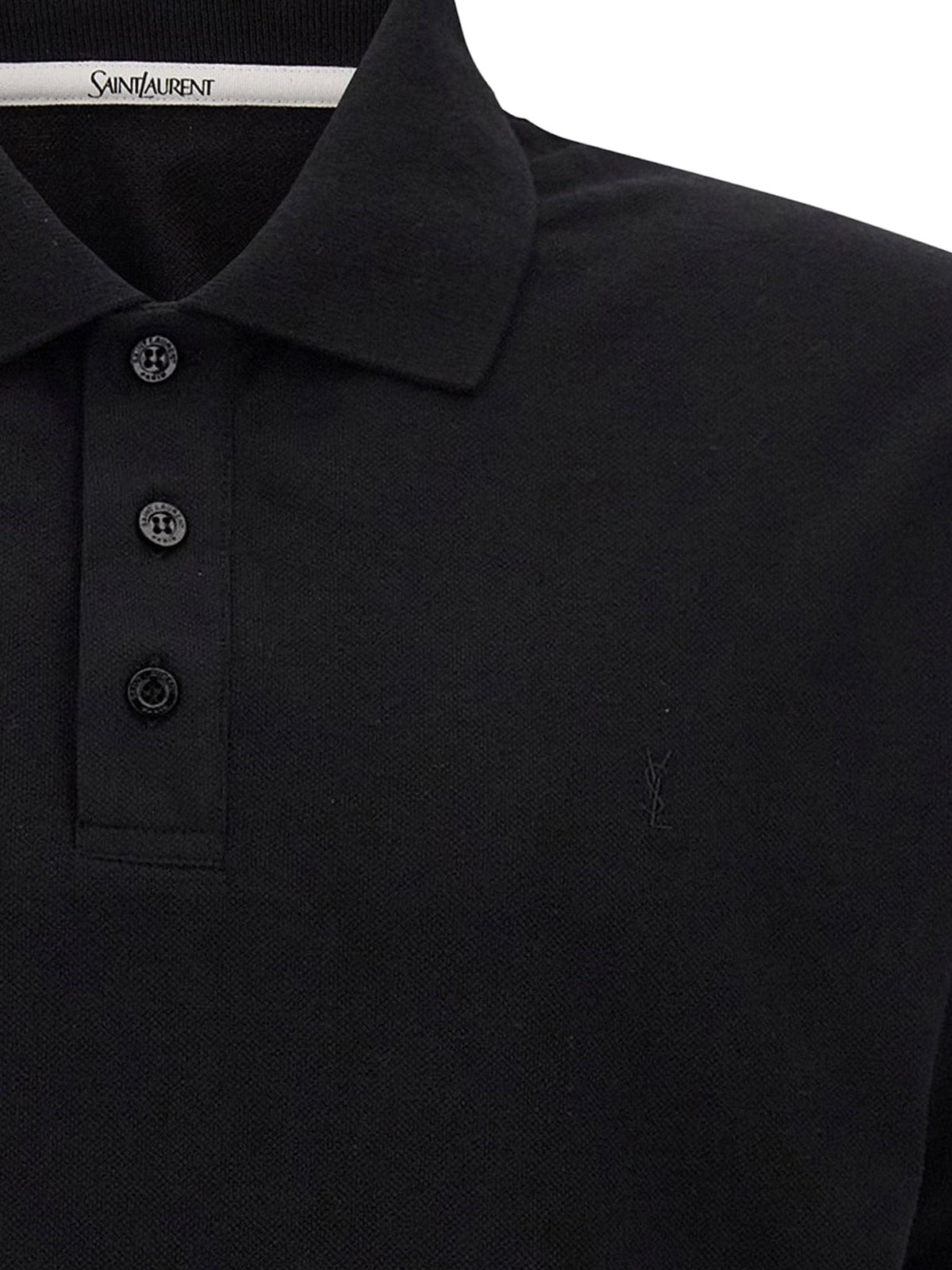 Saint Laurent Men Cotton Blend Polo Shirt With Cassandre Embroidery SAINT LAURENT