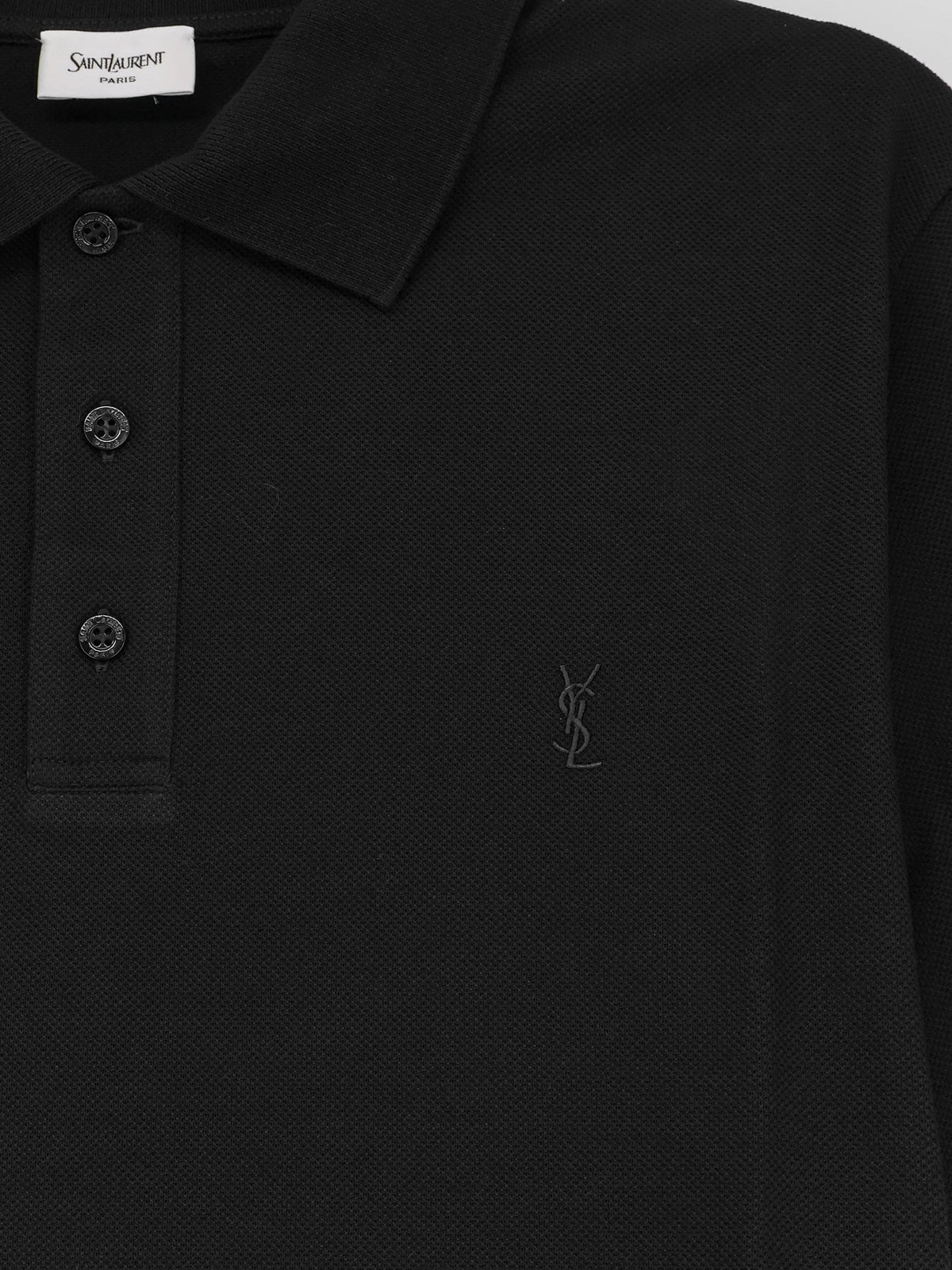 Saint Laurent Men Pique Cotton Polo Shirt With Cassandre Embroidery SAINT LAURENT