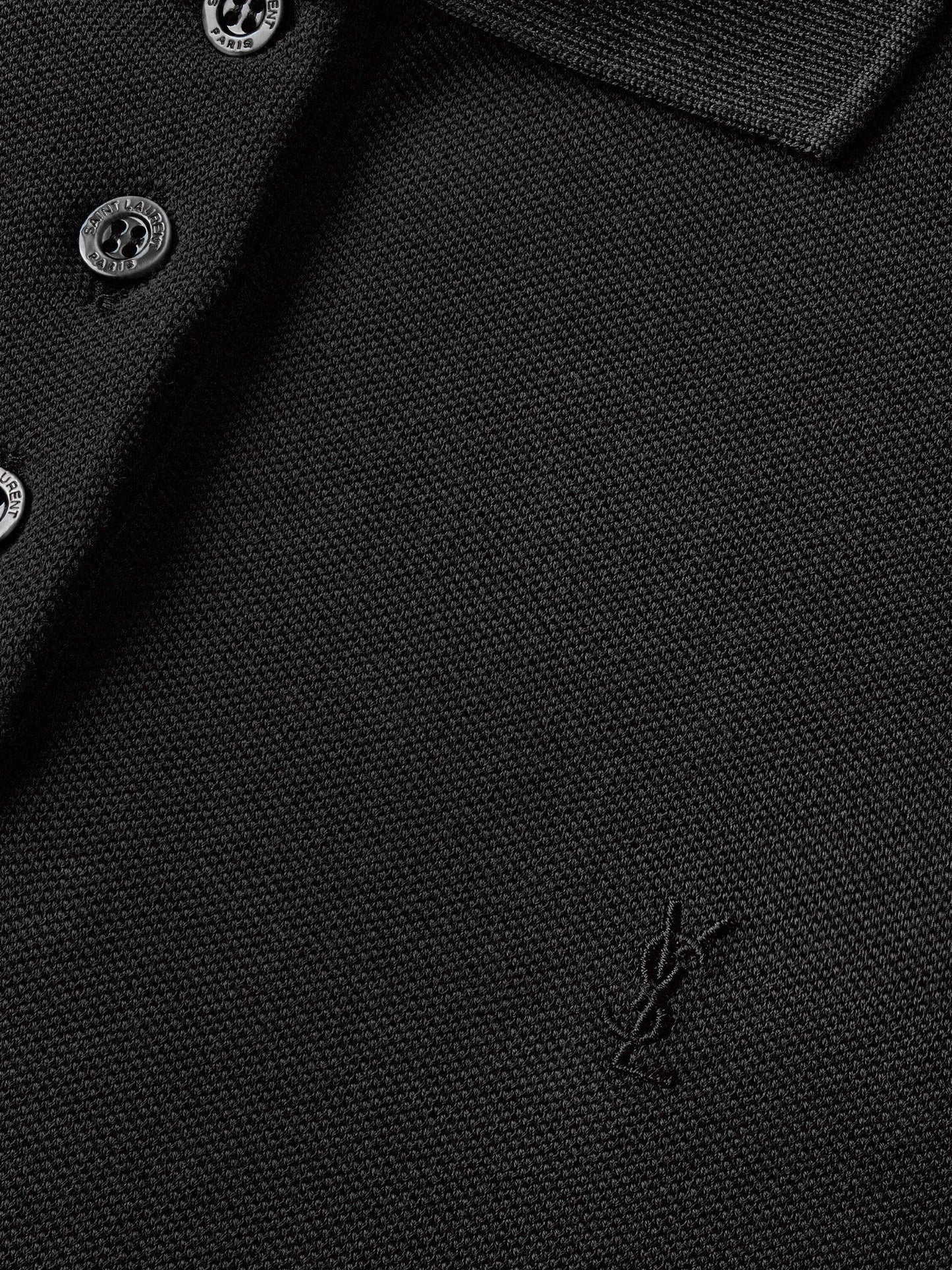 Saint Laurent Women Cassandre Cotton Pique Cotton Polo Shirt SAINT LAURENT