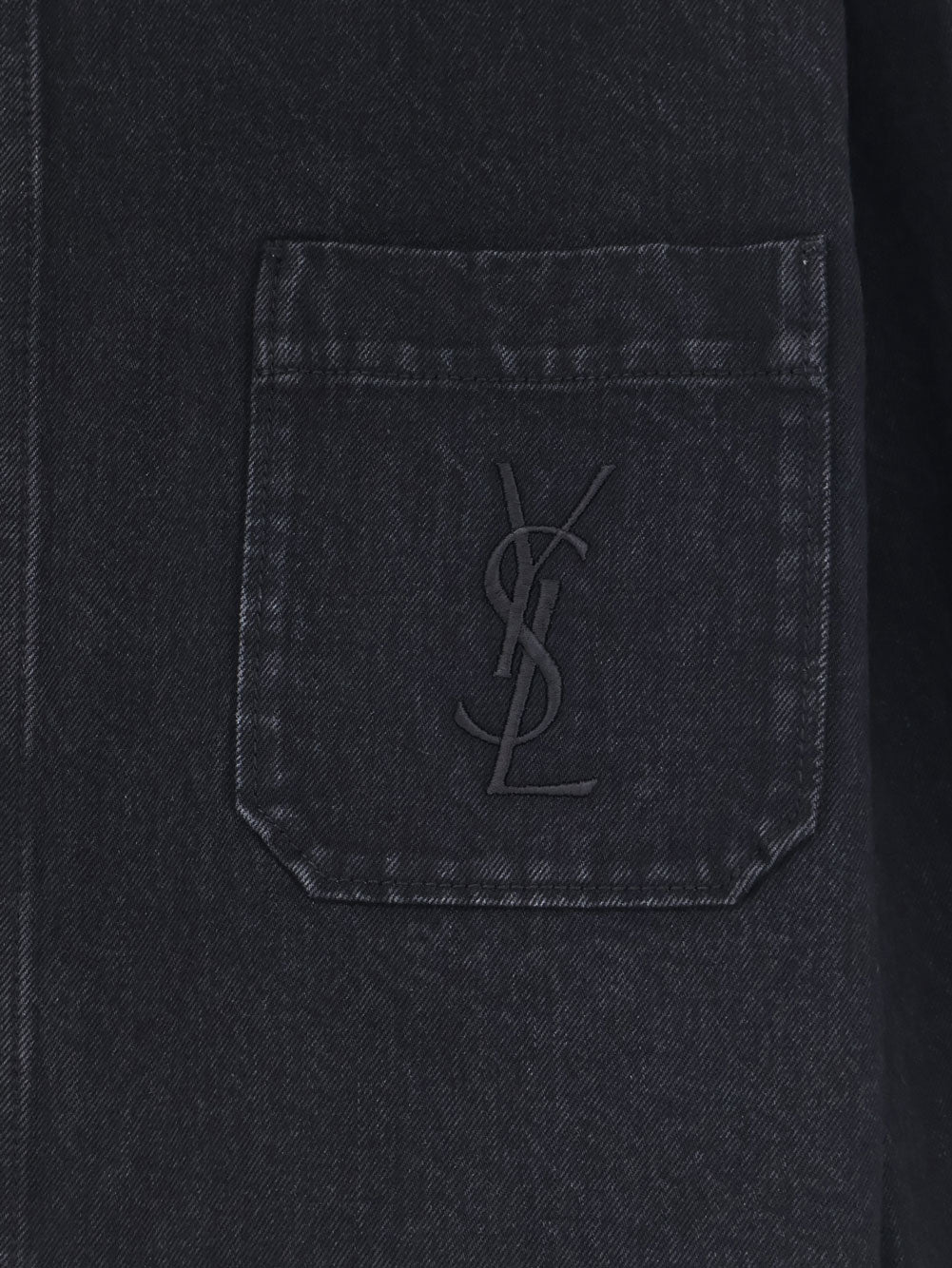 Saint Laurent Men Cassandre Black Denim Overshirt SAINT LAURENT