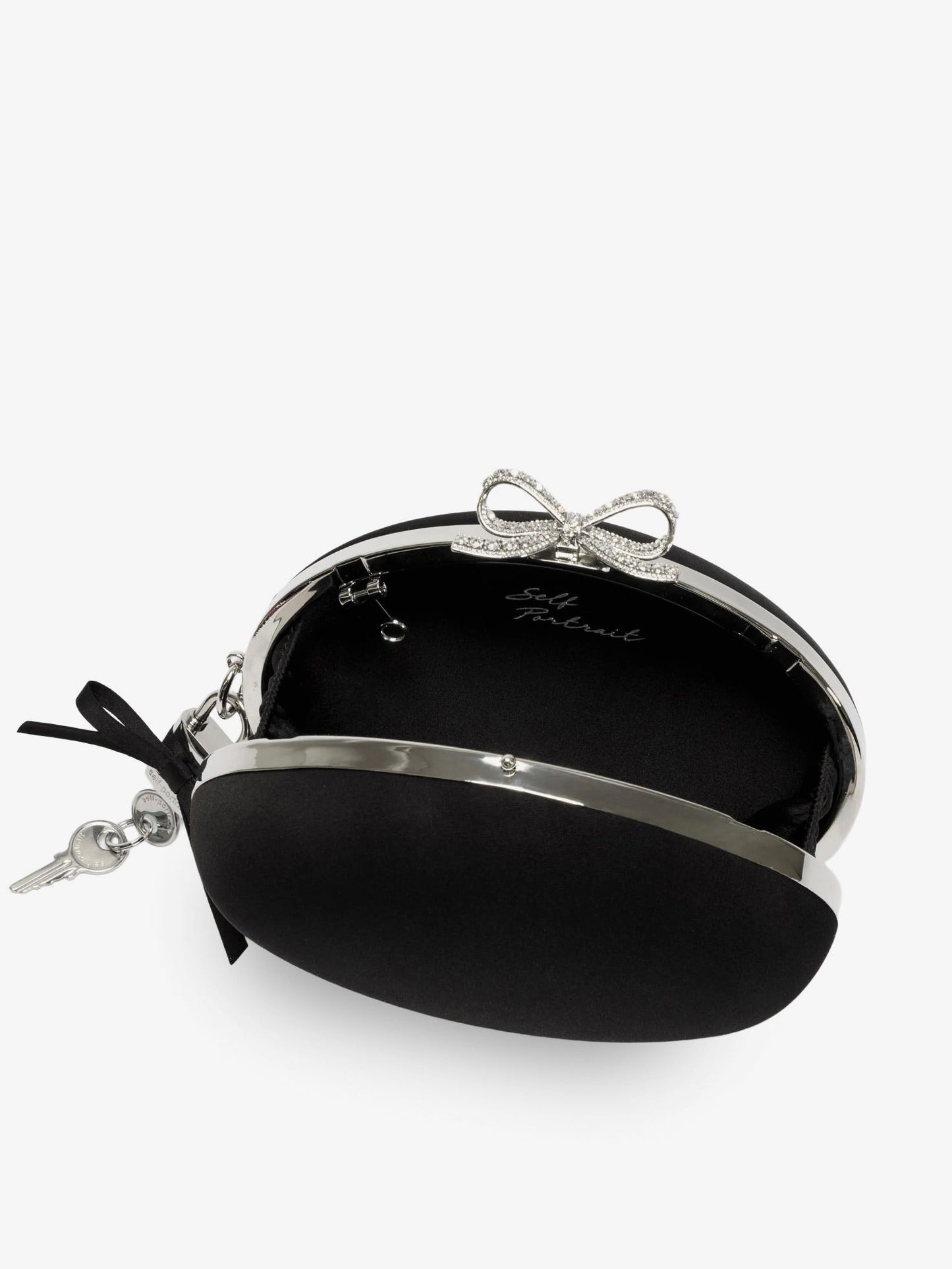 Self Portrait Women Oval Satin Clutch Bag SELF-PORTRAIT