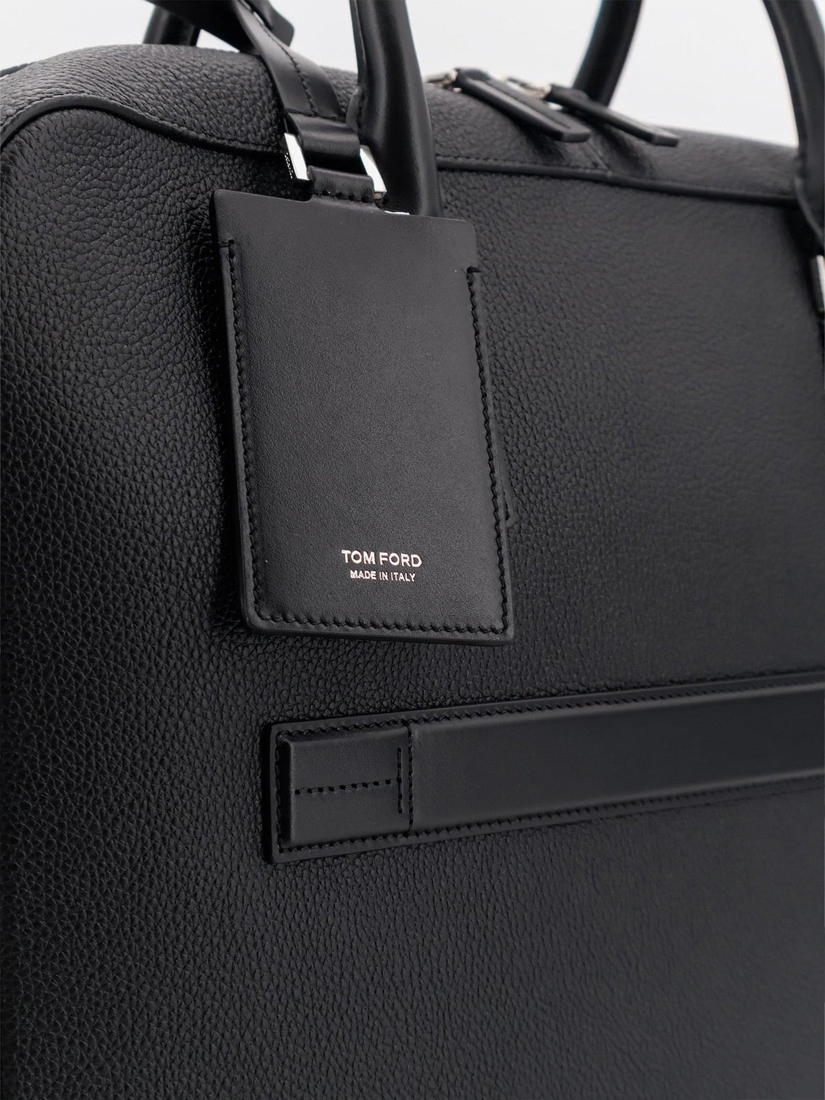 Tom Ford Men Leather Work Bag With Front Lettering Logo TOM FORD