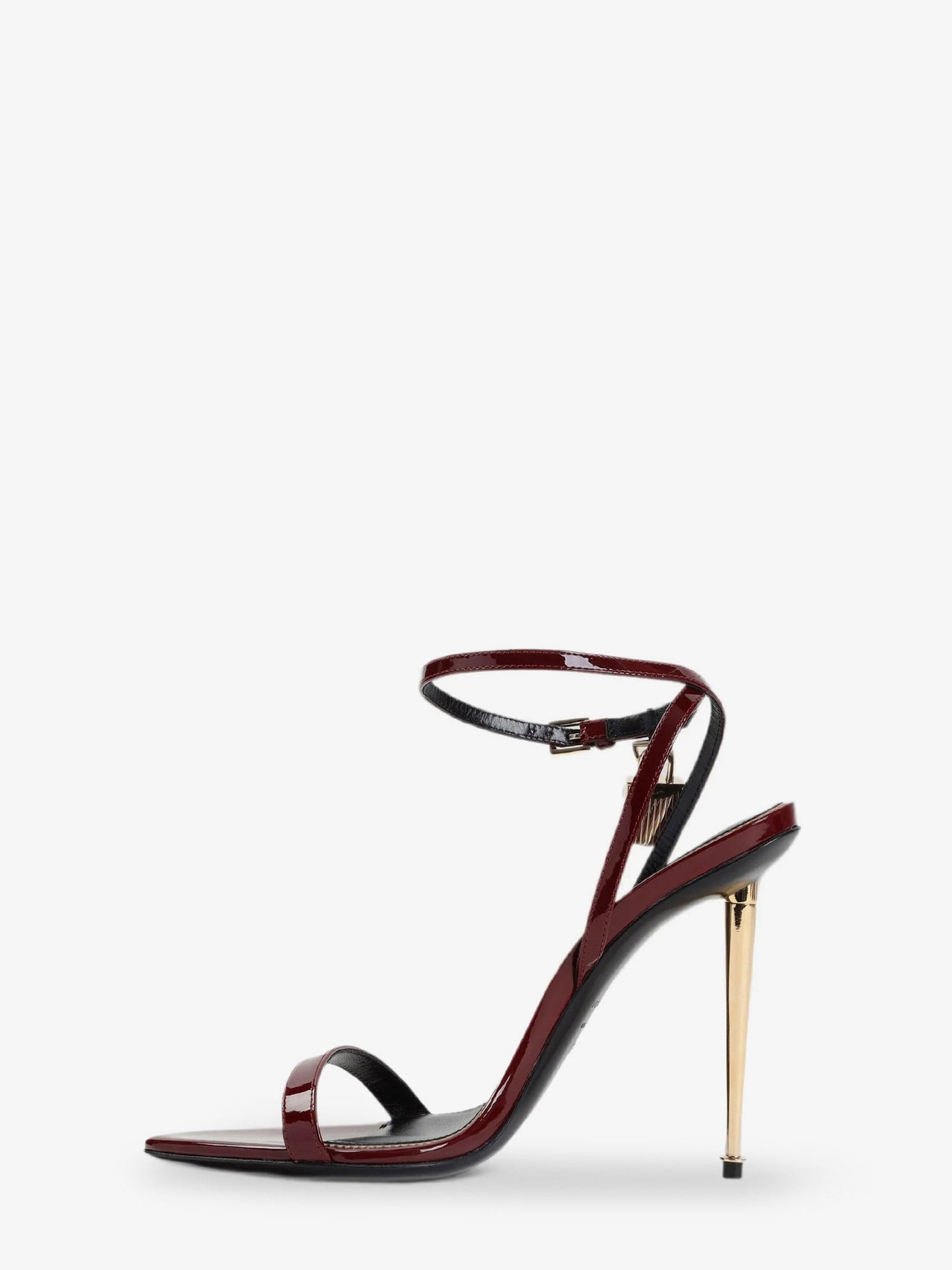 Tom Ford Women Patent Leather Sandals With Iconic Metal Padlock TOM FORD