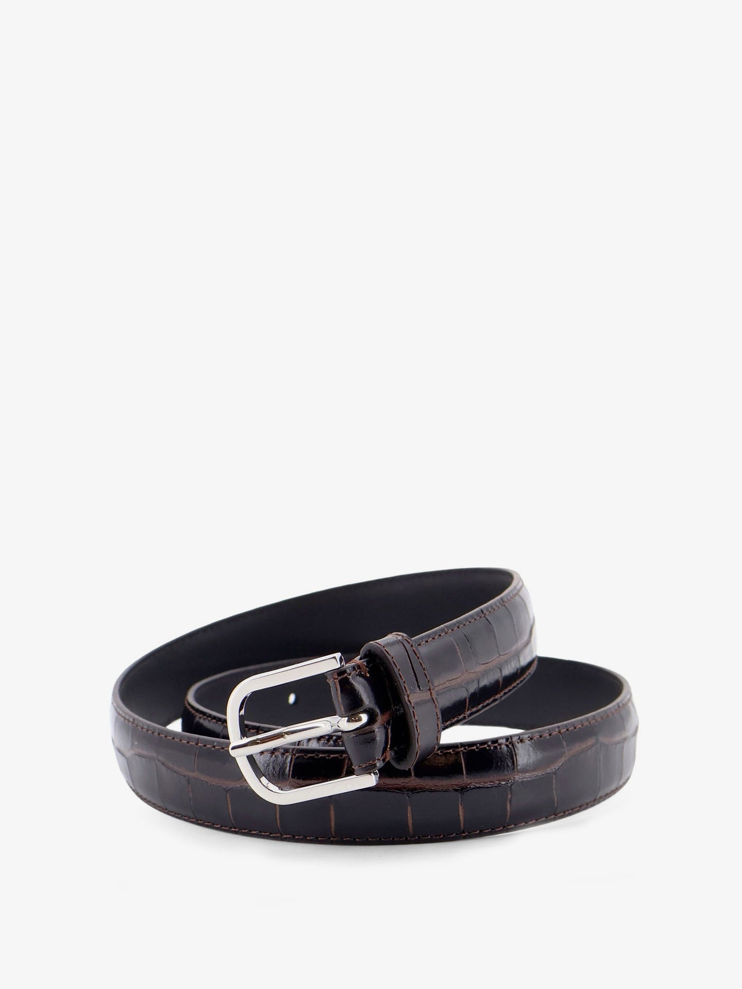 Toteme Women Slim Croco-Embossed Leather Belt TOTEME