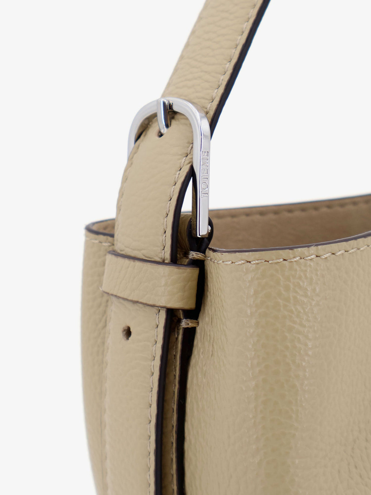 Toteme Women Petite Belted Leather Handbag With Logo Lettering Print TOTEME