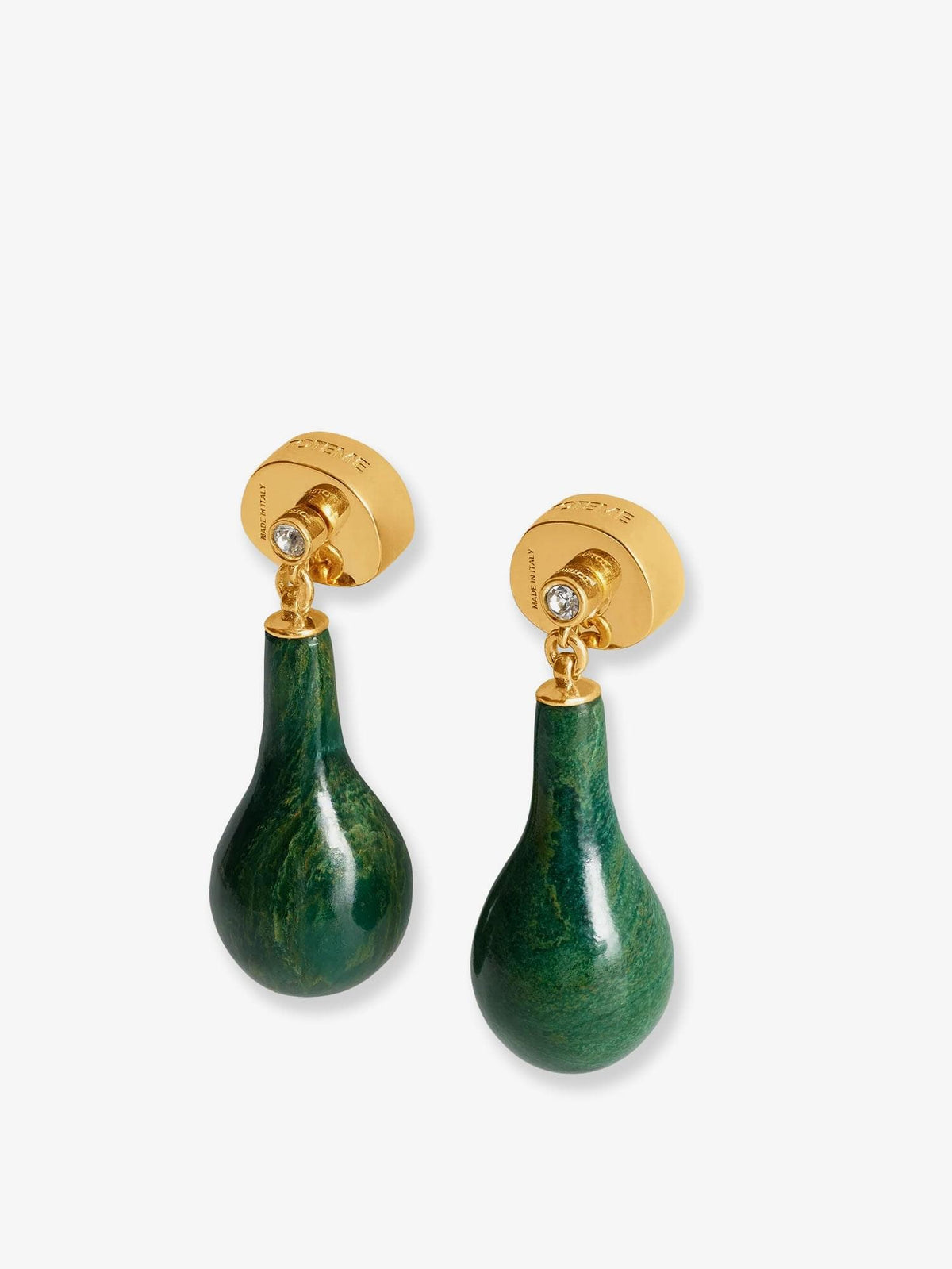 Toteme Women Jade Drops Brass Earrings TOTEME