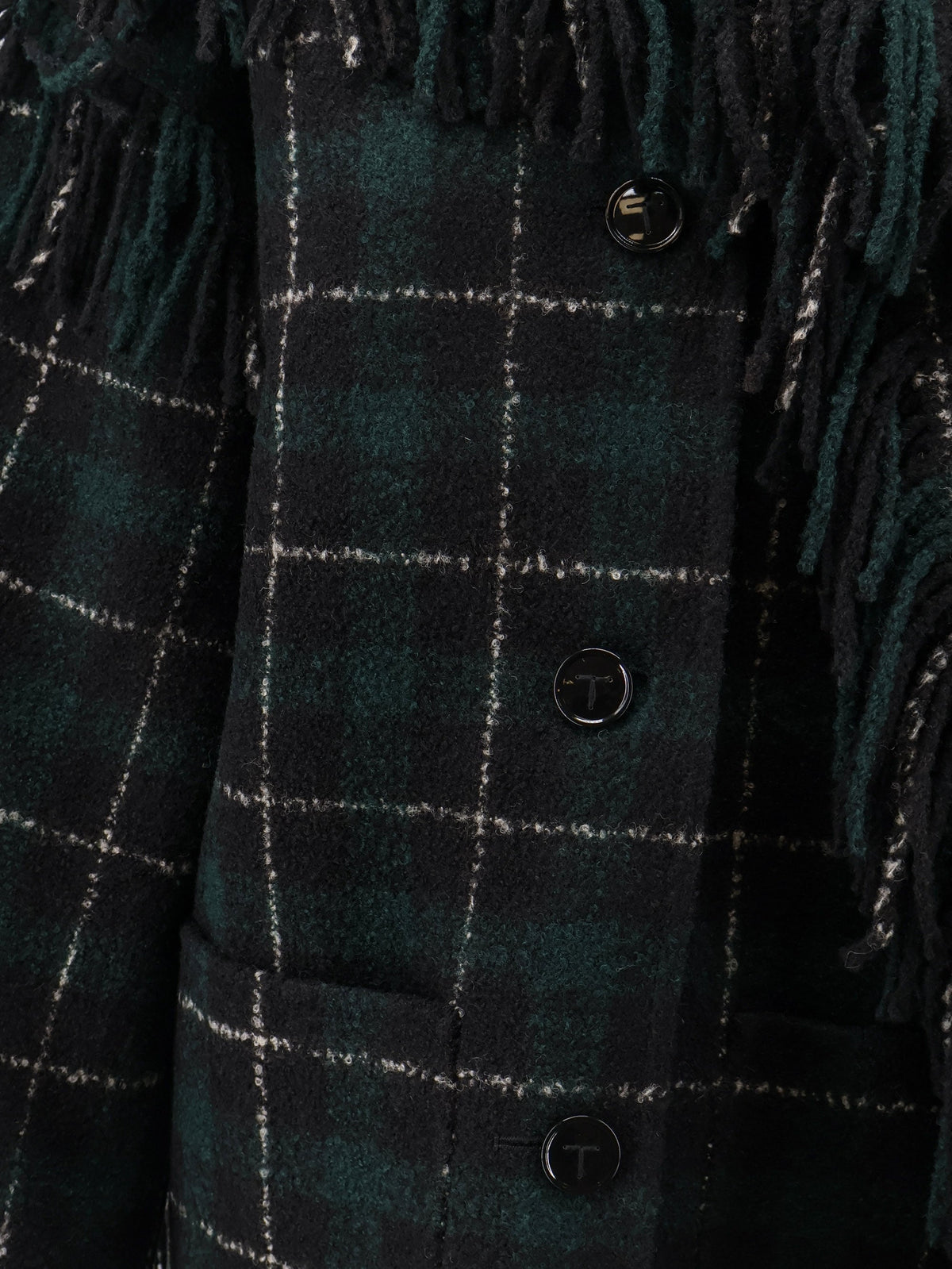 Toteme Women Fringed Scarf Madras Wool Coat TOTEME