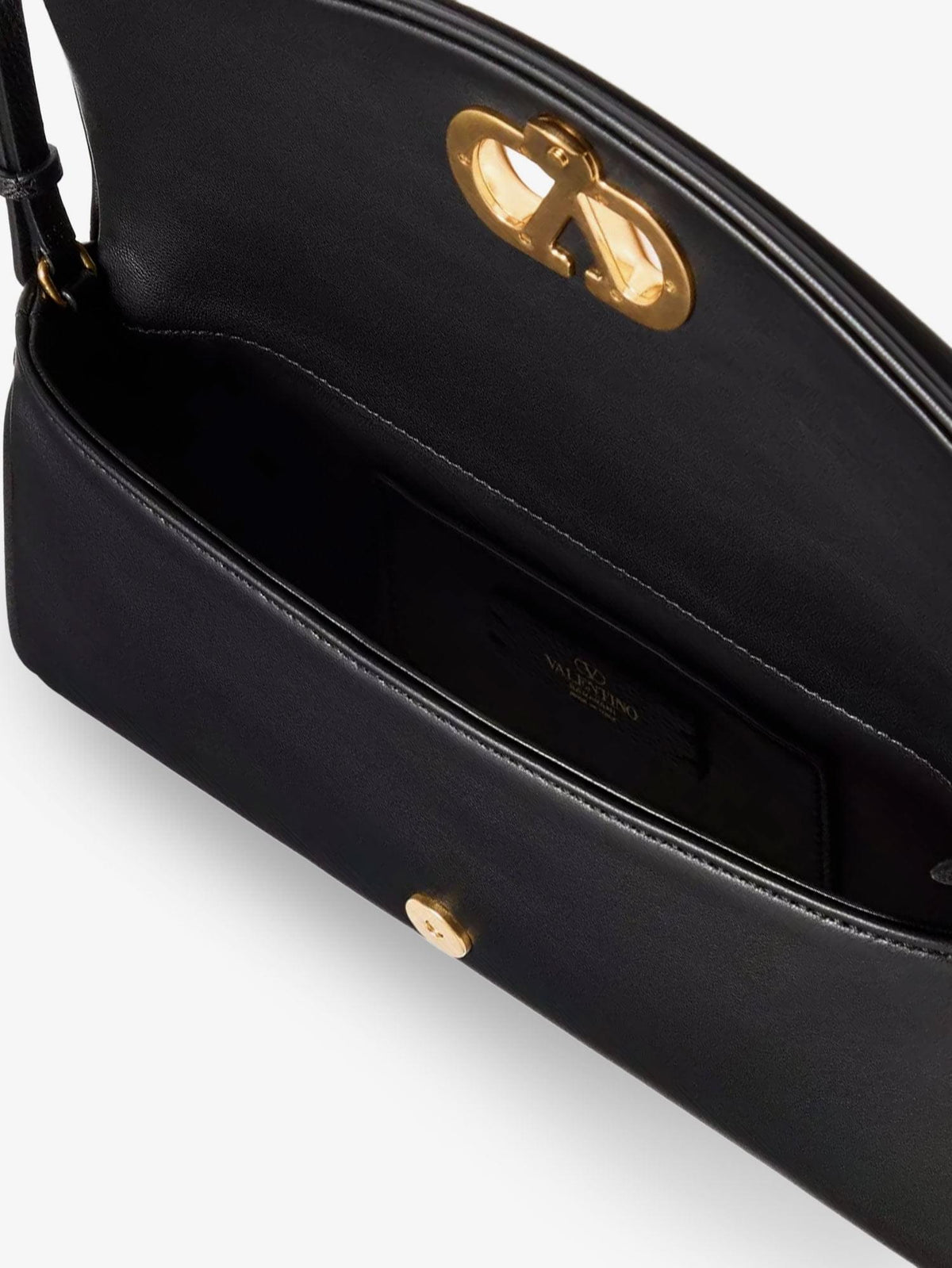 Valentino Garavani Women Devain Leather Shoulder Bag With Metal Vlogo Signature VALENTINO GARAVANI
