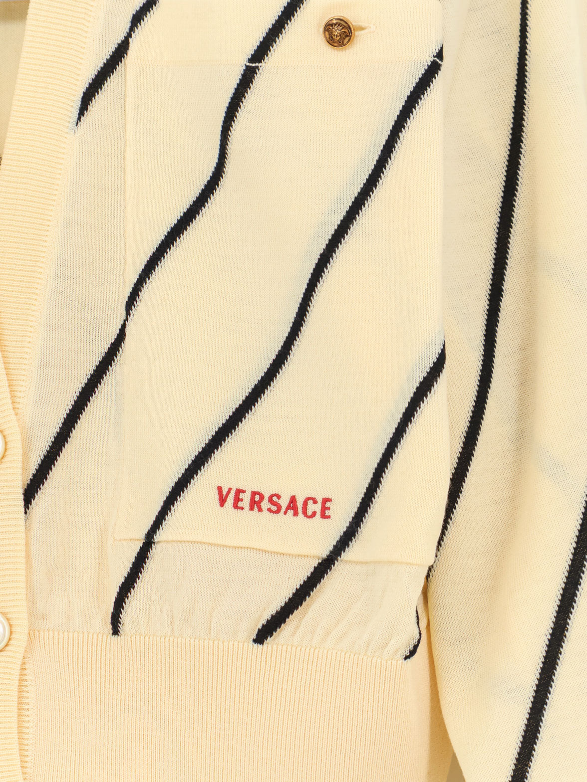 Versace Women Wool Blend Cardigan With Striped Detail VERSACE