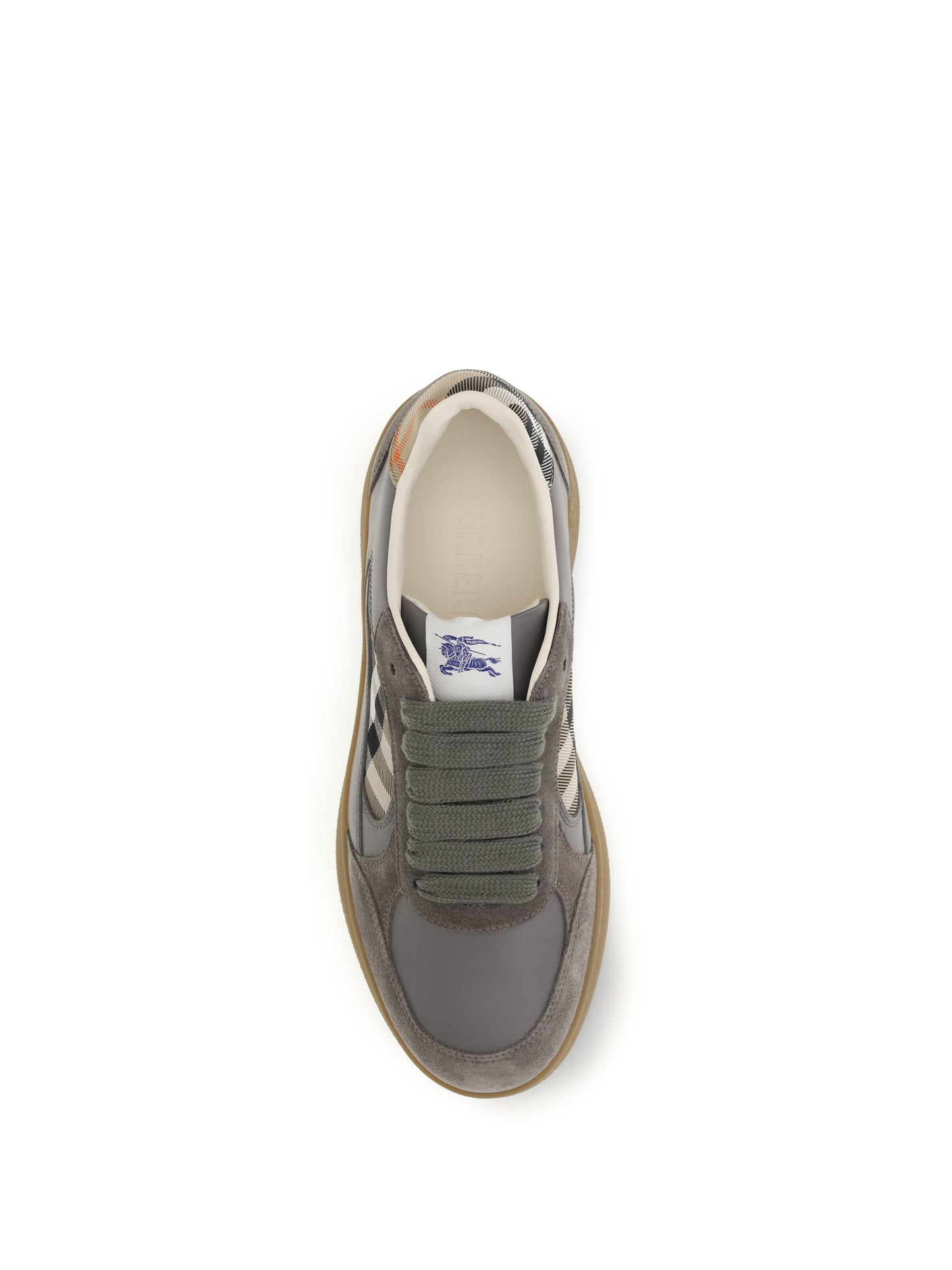Burberry Men Terrace Leather And Check Sneakers BURBERRY