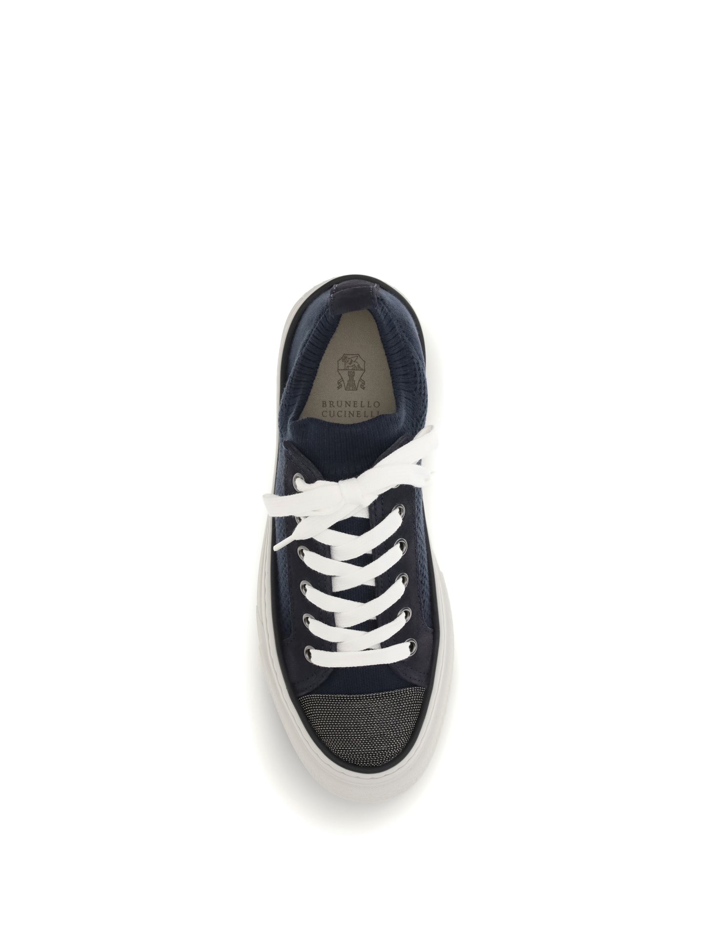 Brunello Cucinelli Women Cotton Knit And Suede Sneakers BRUNELLO CUCINELLI