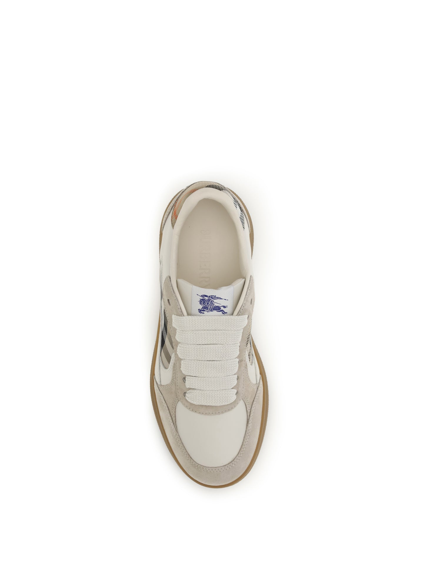Burberry Women Terrace Leather And Check Sneakers BURBERRY