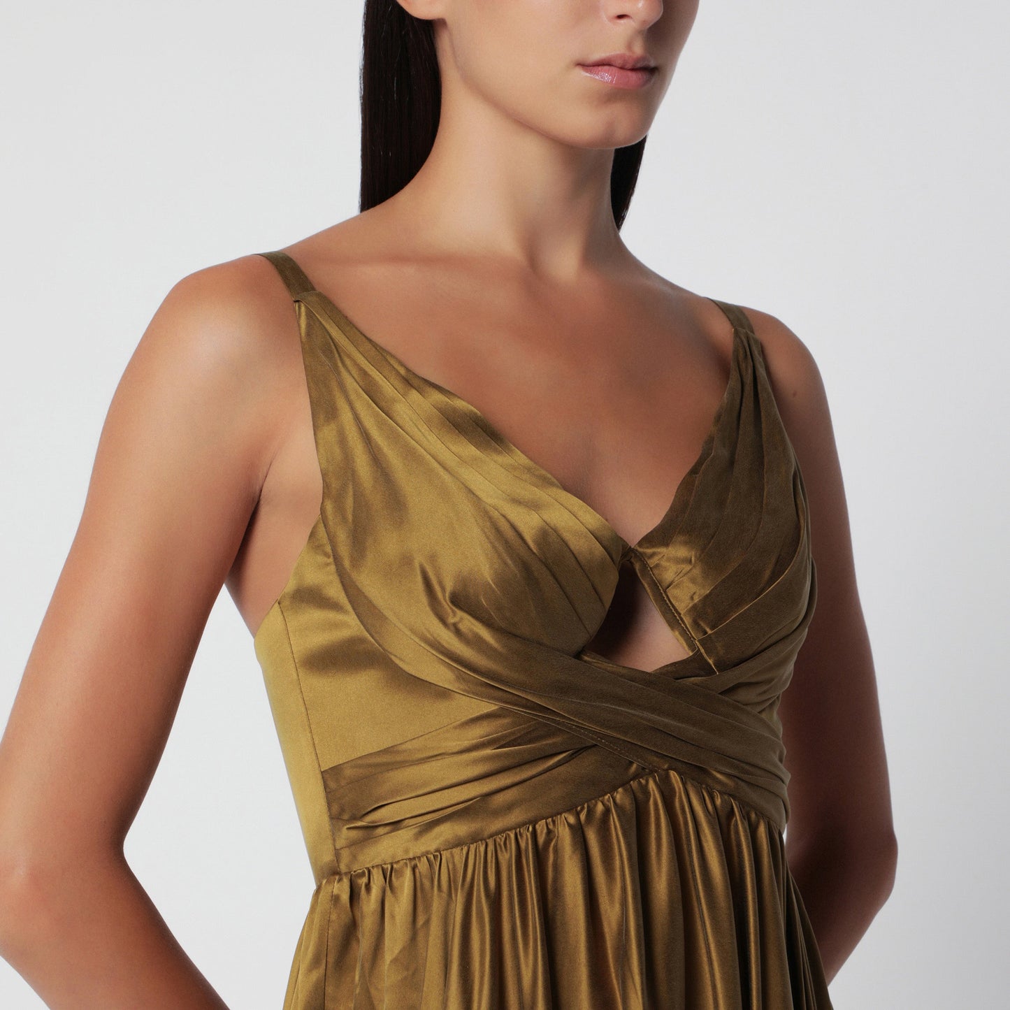 Zimmermann Olive Green Draped Silk Maxi Dress Women ZIMMERMANN