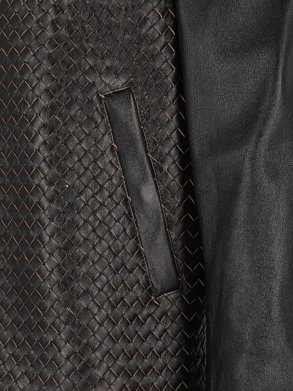 Bottega Veneta Men Intrecciato Leather Jacket BOTTEGA VENETA