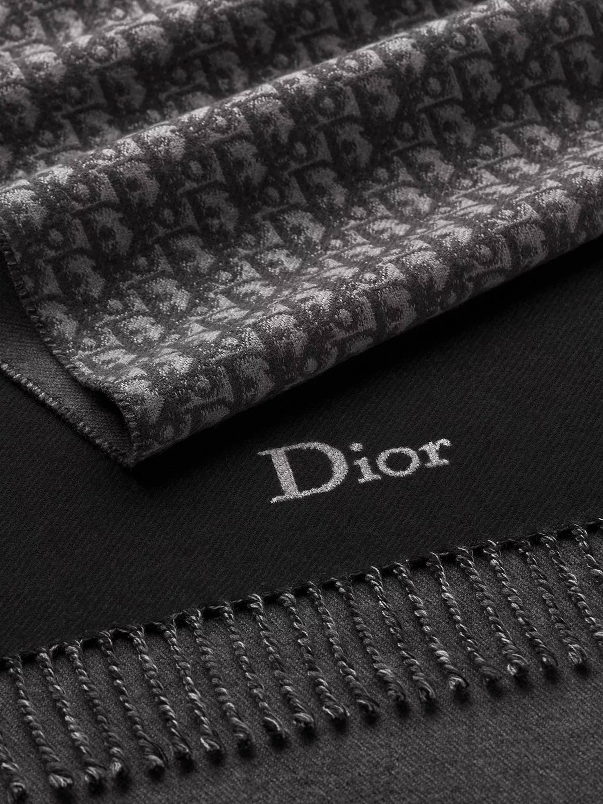 Dior Men Wool Scarf With Dior Oblique Motif CHRISTIAN DIOR