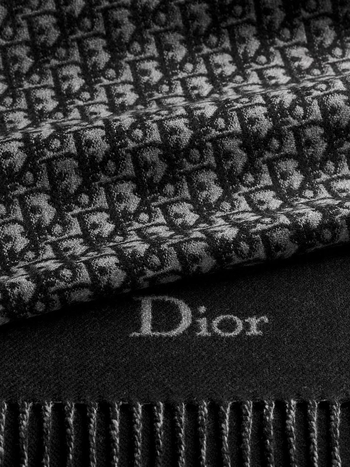 Dior Men Wool Scarf With Dior Oblique Motif CHRISTIAN DIOR