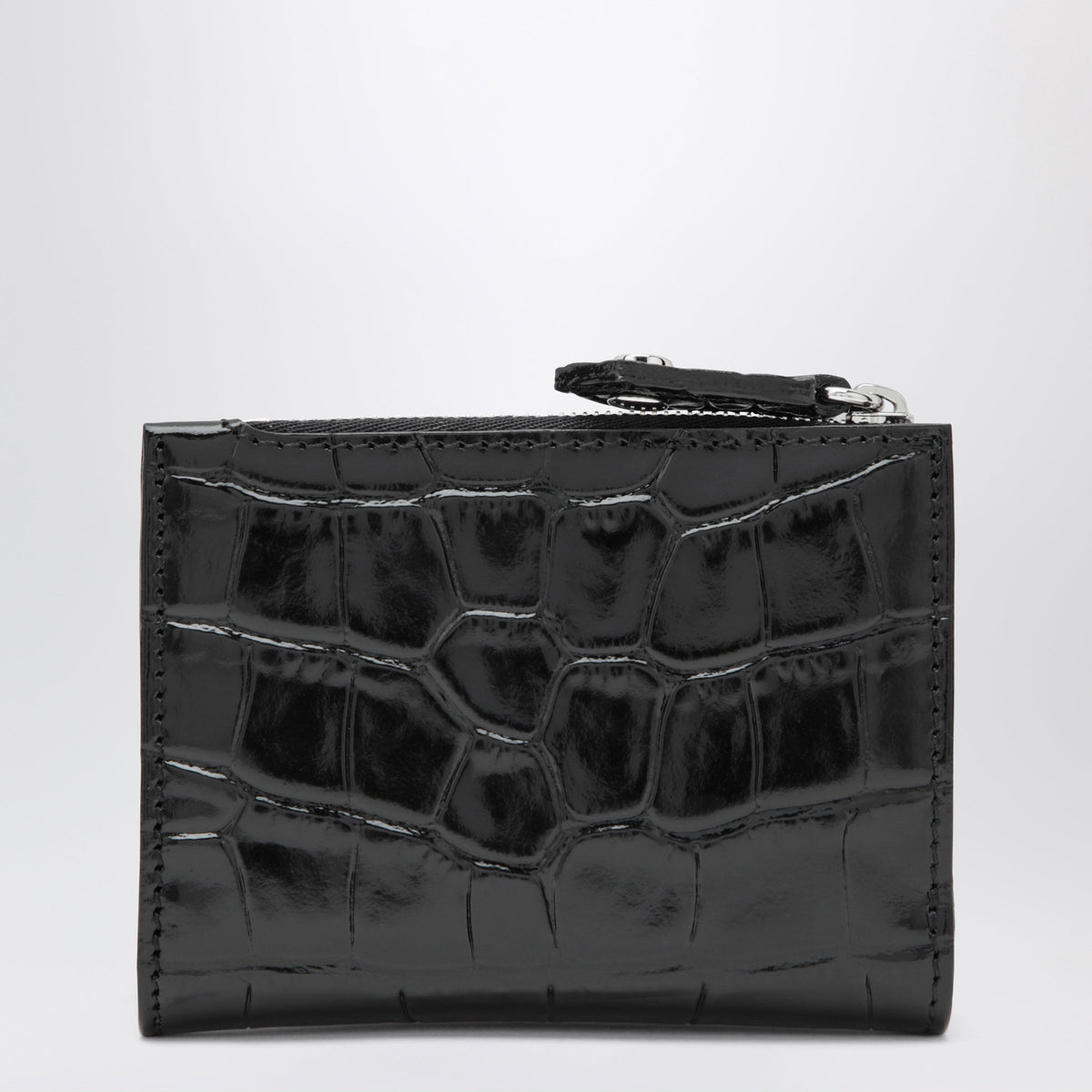 Vivienne Westwood Slim Flap Crocodile-Embossed Leather Card Holder, Black Women