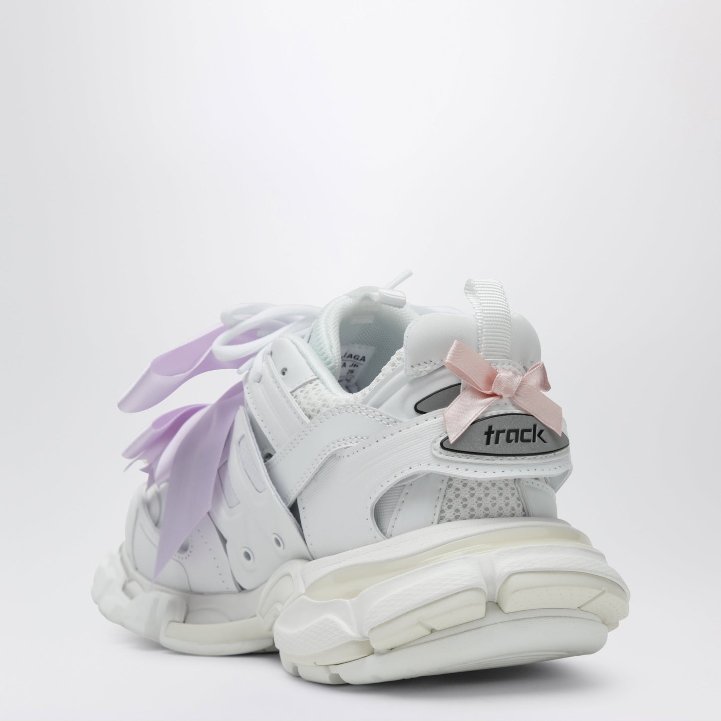 Balenciaga Track Bow Sneakers In Mixed Materials, White And Pink Women BALENCIAGA