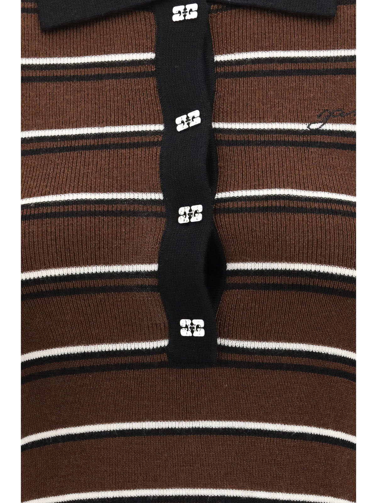 Ganni Women Striped Wool Polo Dress GANNI