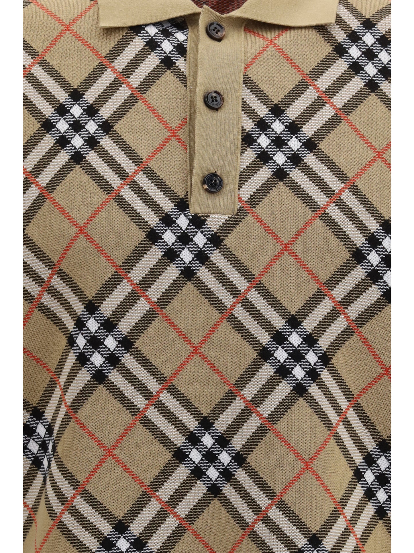Burberry Men Check Cotton Blend Polo Shirt BURBERRY