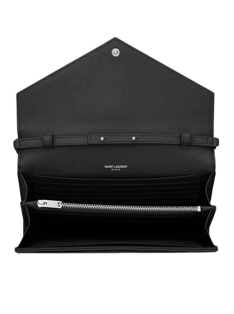 Saint Laurent Women Leather Clutch With Chain And Cassandre Logo SAINT LAURENT