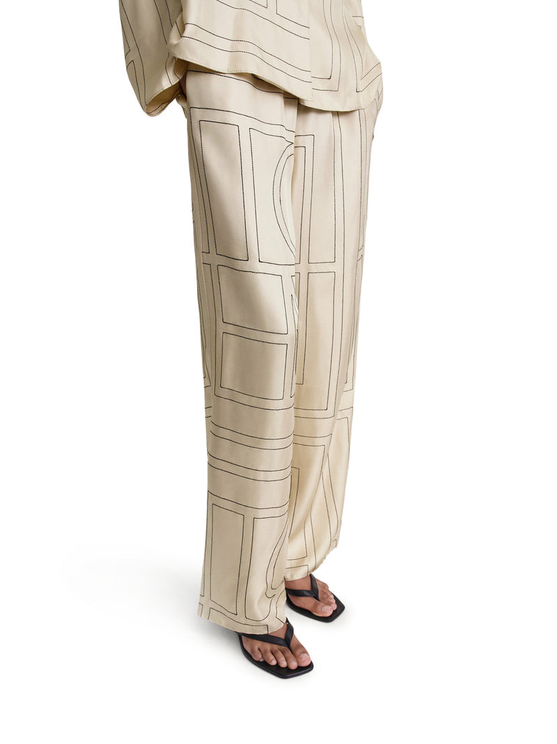 Toteme Women Silk Trousers With Monogram TOTEME