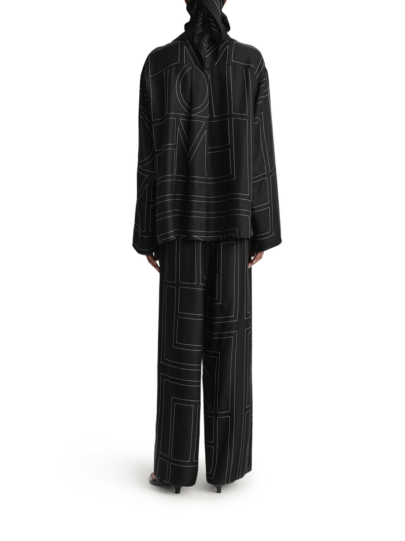 Toteme Women Silk Trousers With Monogram TOTEME