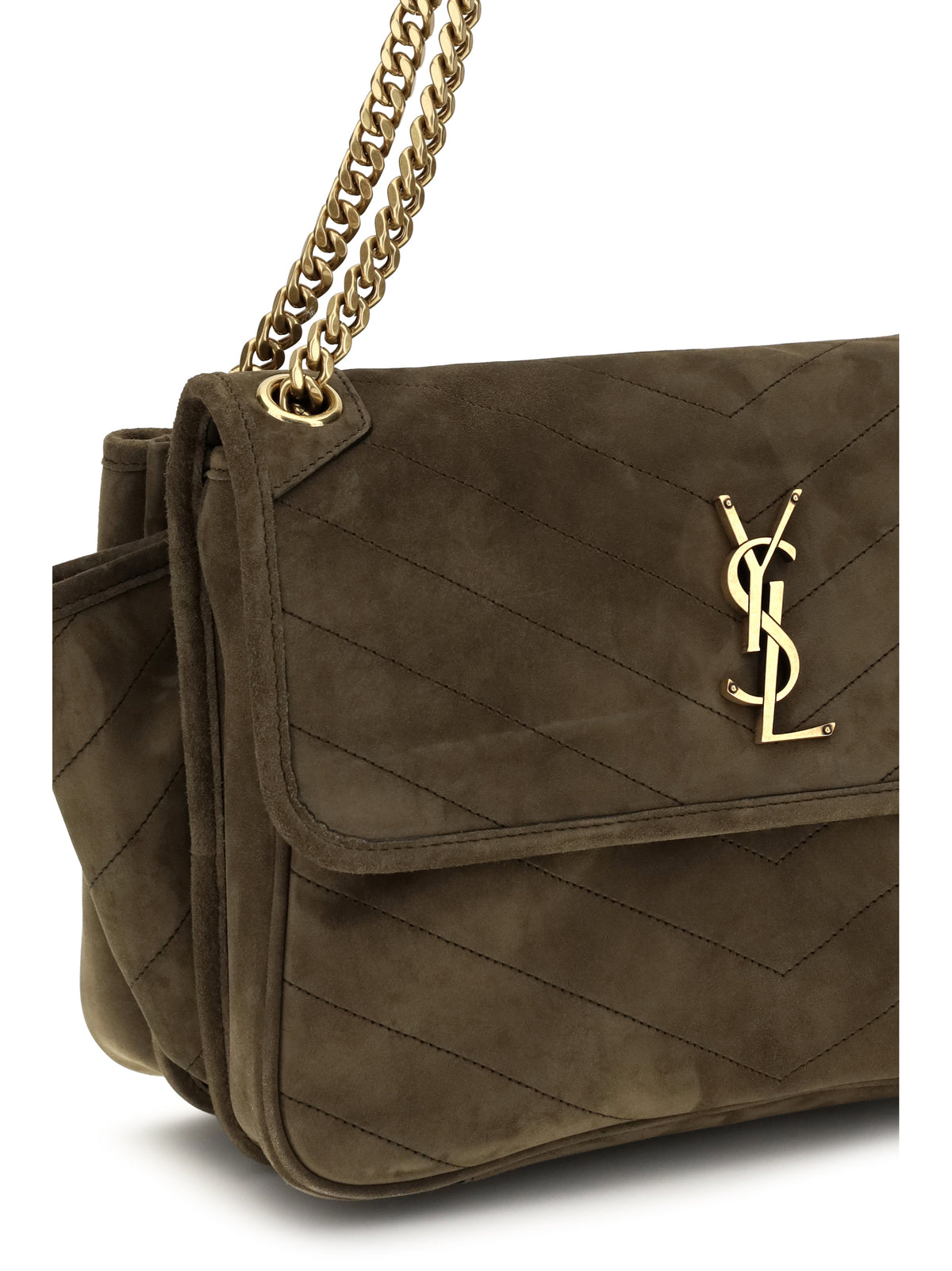 Saint Laurent Women Niki Tripouch Suede Shoulder Bag SAINT LAURENT