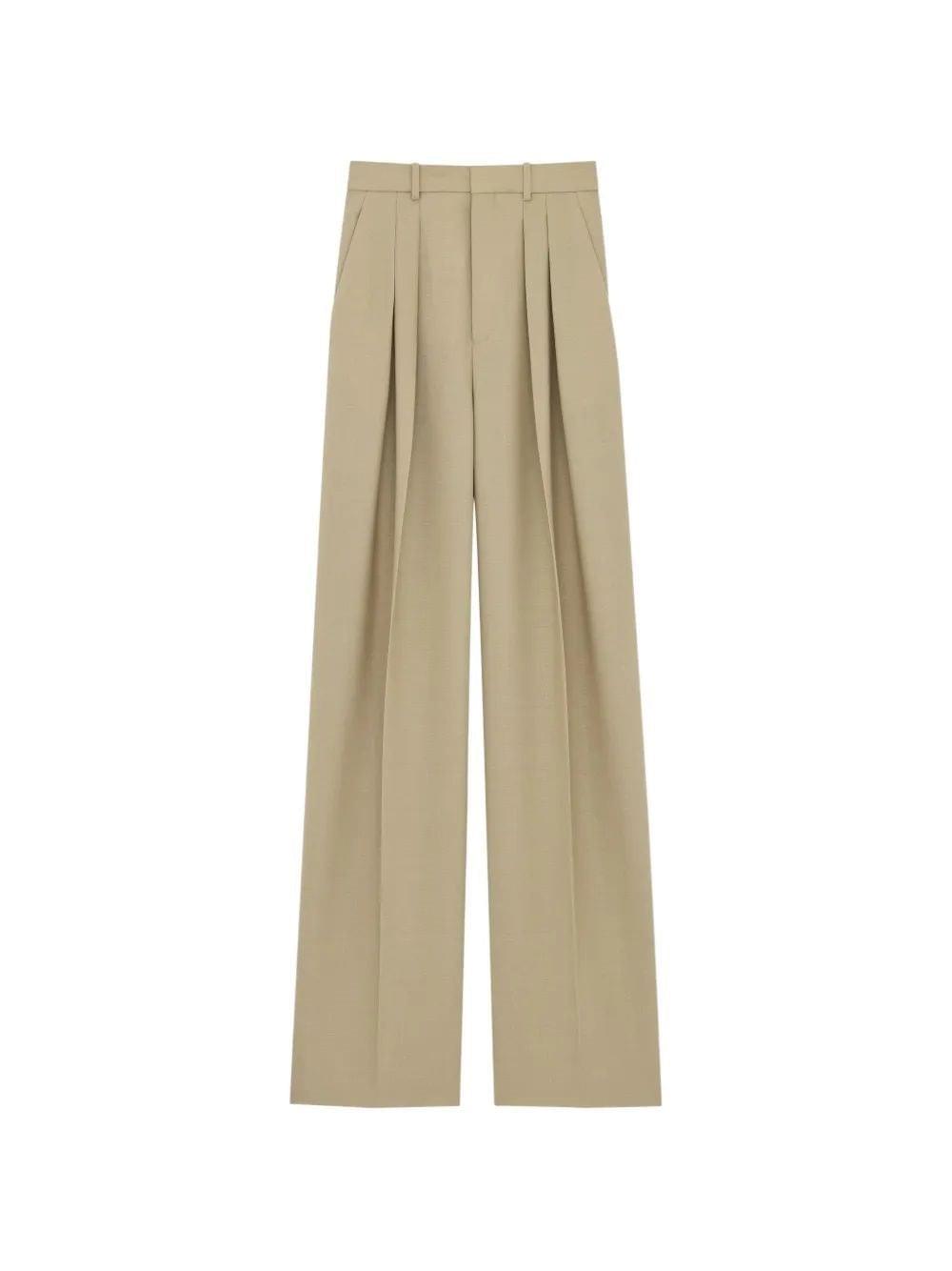 Saint Laurent Women Wool And Silk Canvas Trousers SAINT LAURENT