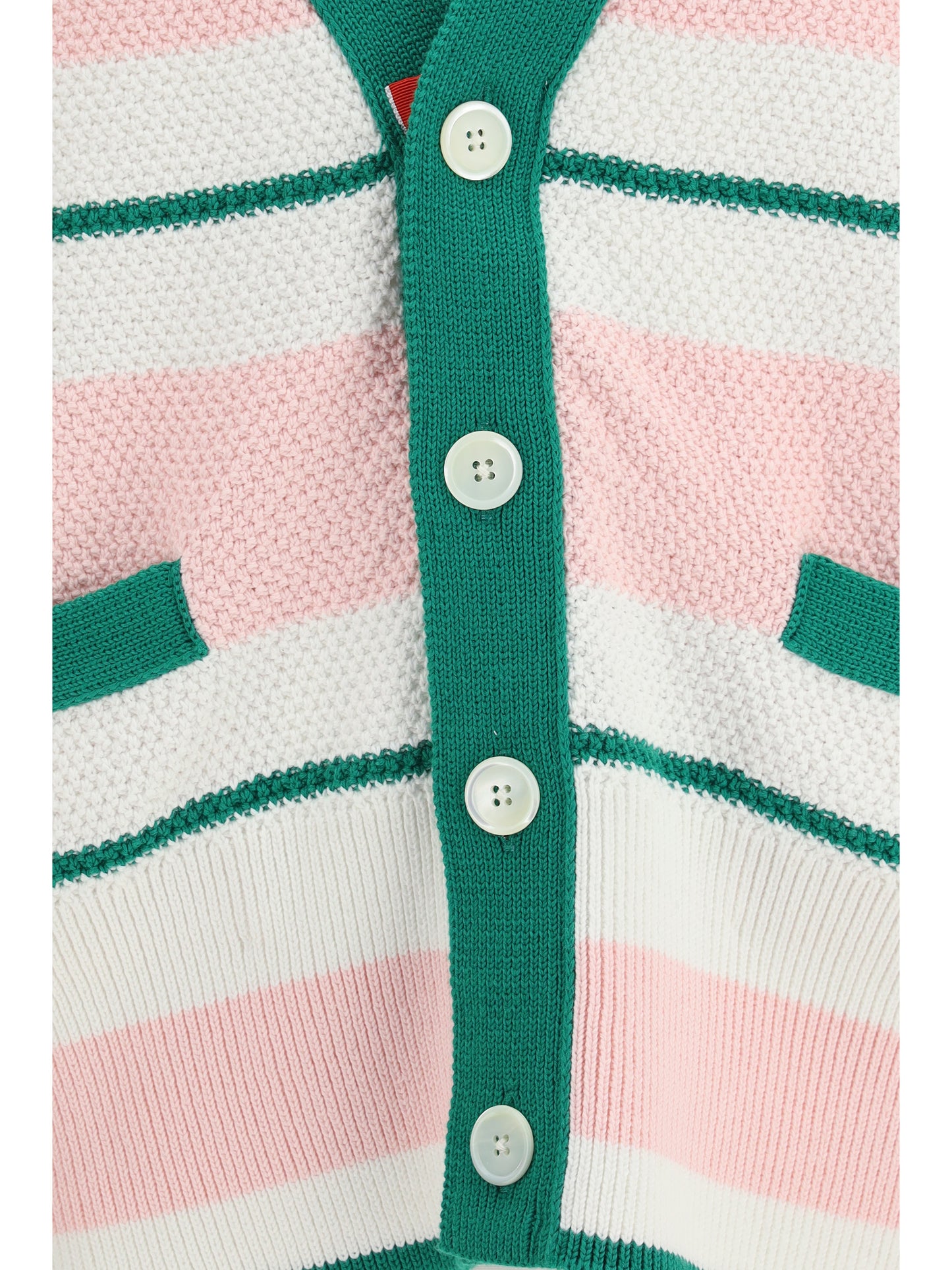 Thom Browne Men Classic Stripe Seed Stitch V Neck Cardigan THOM BROWNE