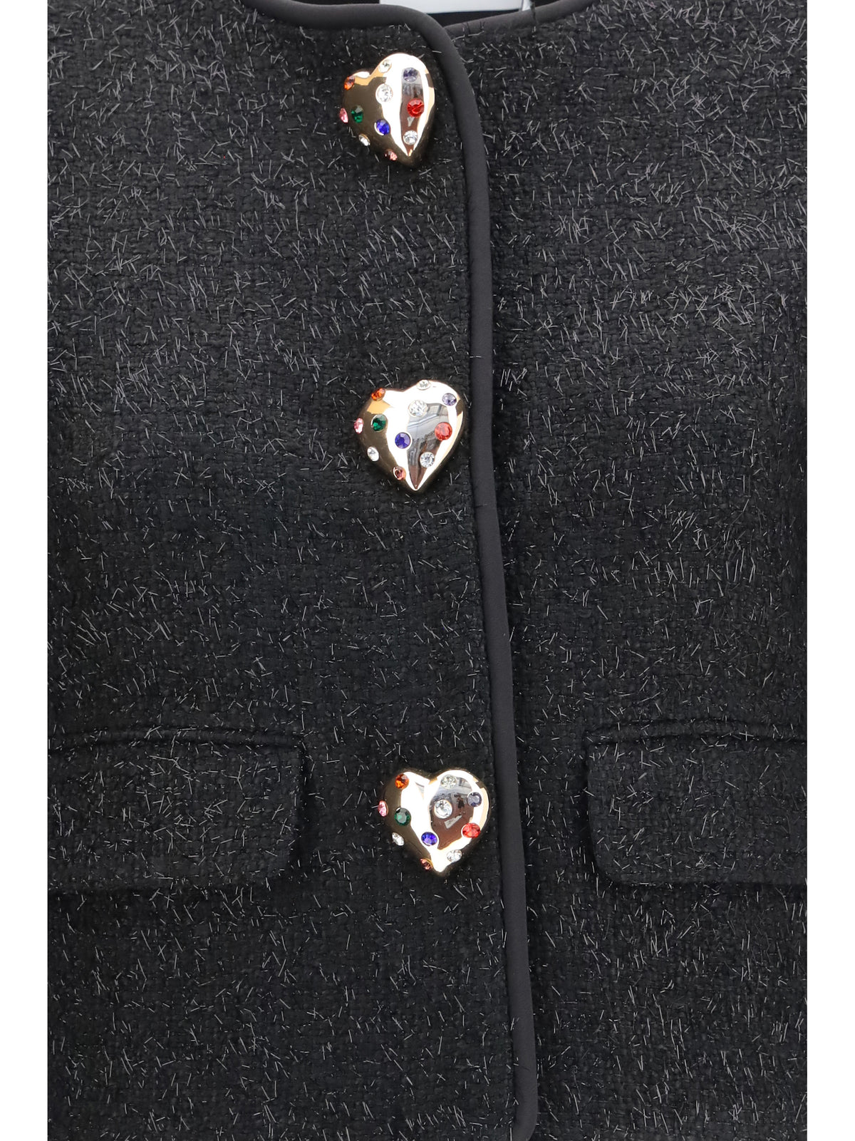 Self-Portrait Women Metallic Bouclé Jacket With Faux Fur Cuffs