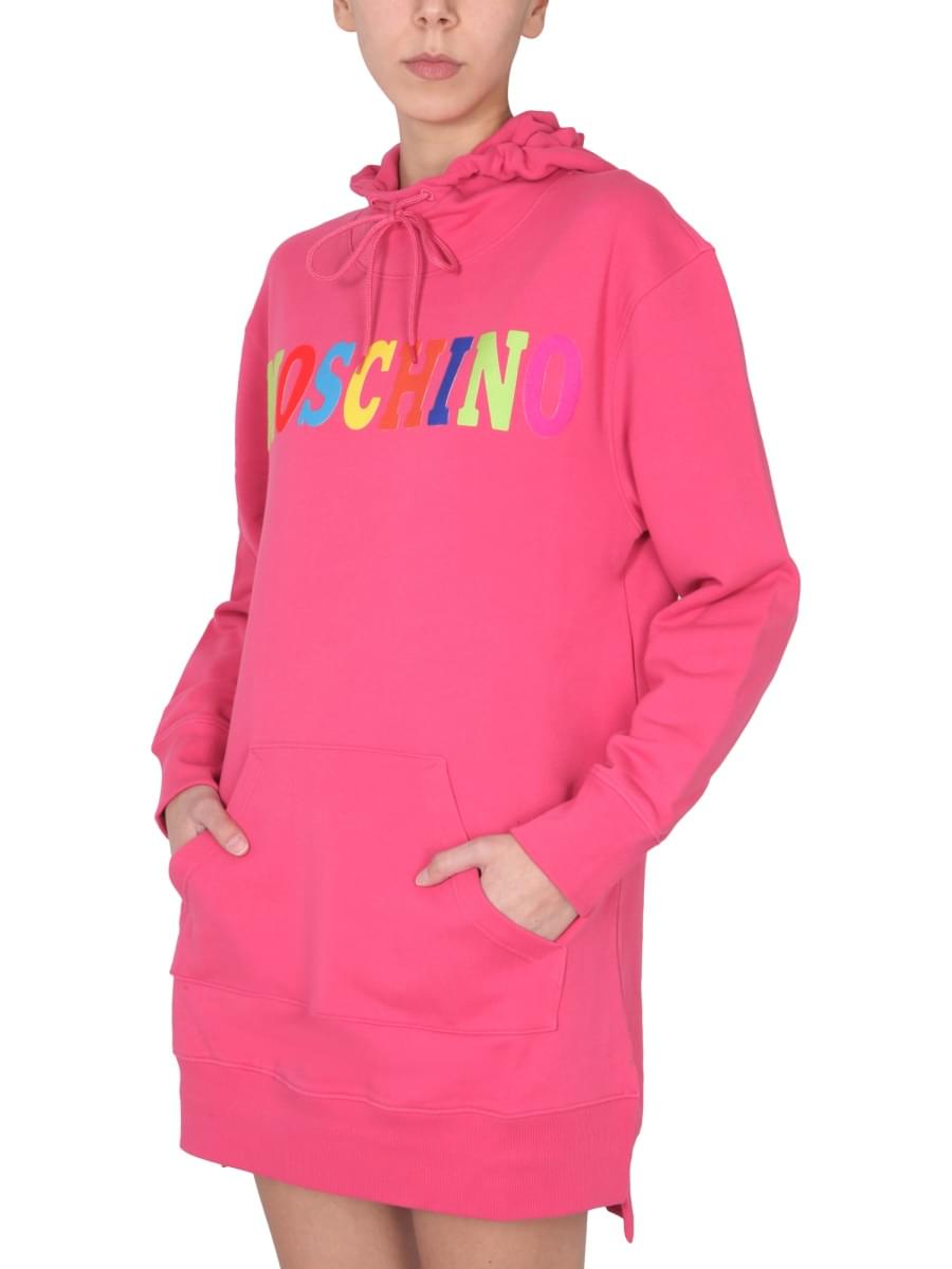 Moschino Women Dress With Multicolor Flocked Logo MOSCHINO