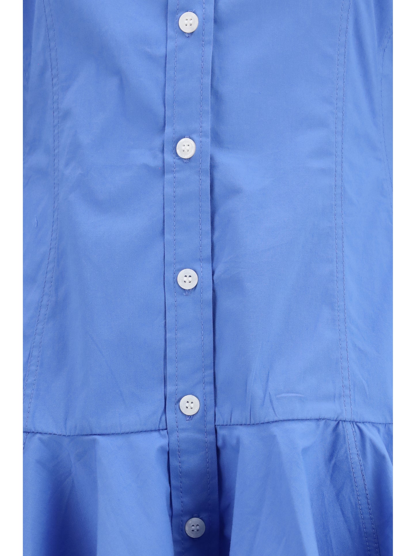 Ganni Women Cotton Shirt Dress With Balloon Skirt GANNI