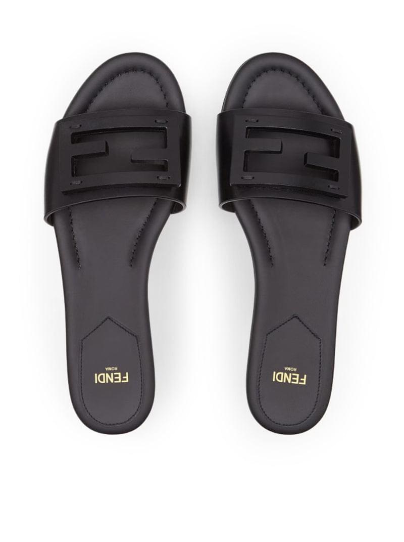 Fendi Women Slide Baguette In Black Leather FENDI