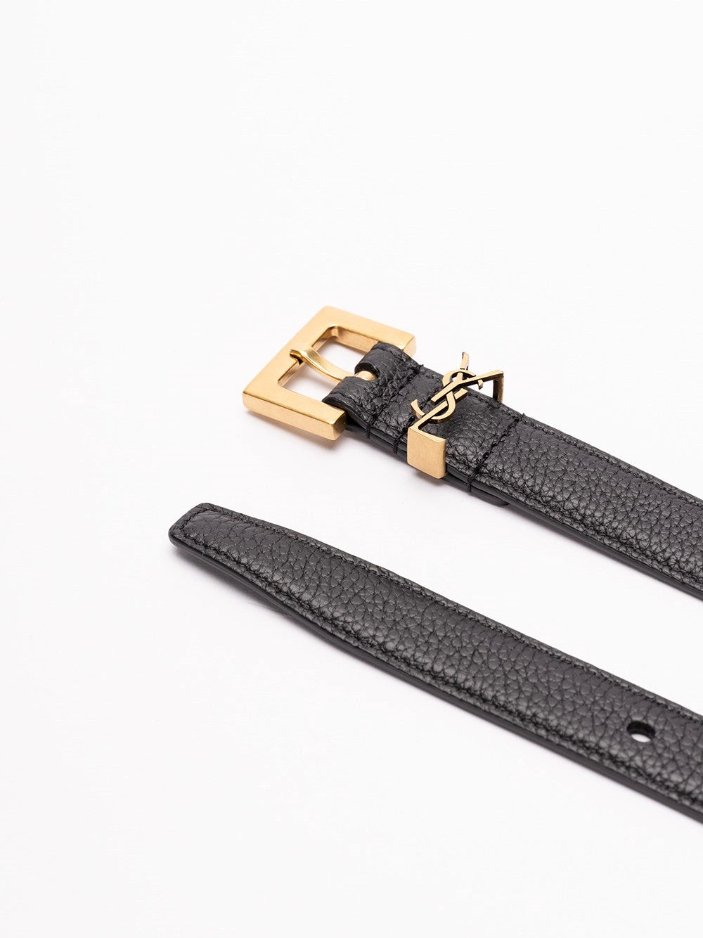Saint Laurent Women Cassandre Thin Belt In Grained Leather SAINT LAURENT
