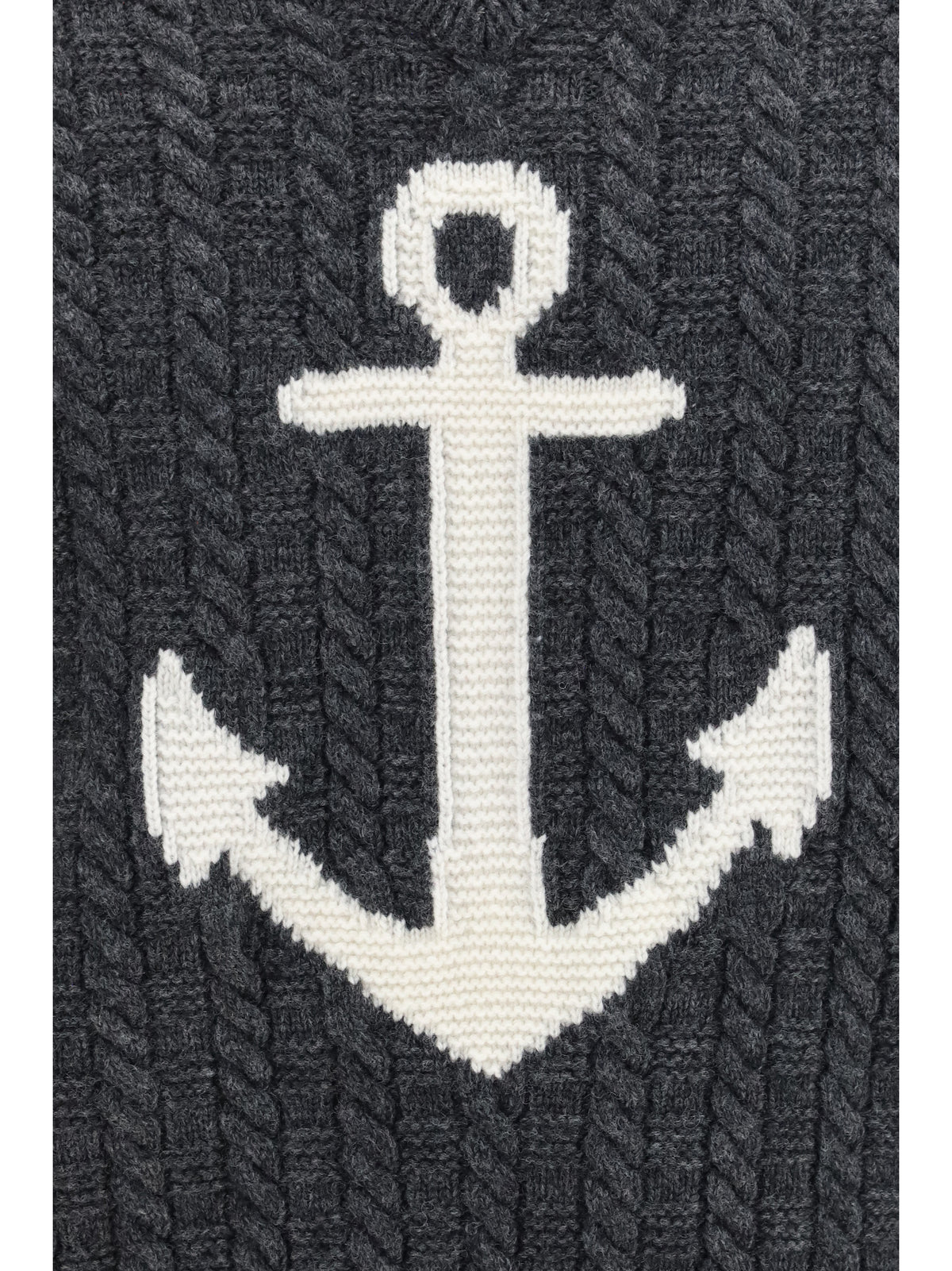 Thom Browne Men 4-Bar Merino Wool Sweater With Anchor Motif THOM BROWNE