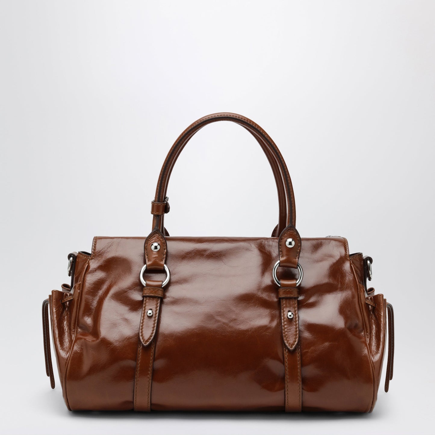 Miu Miu Large Top-Handle Bag In Glossy Palisander Leather Women MIU MIU