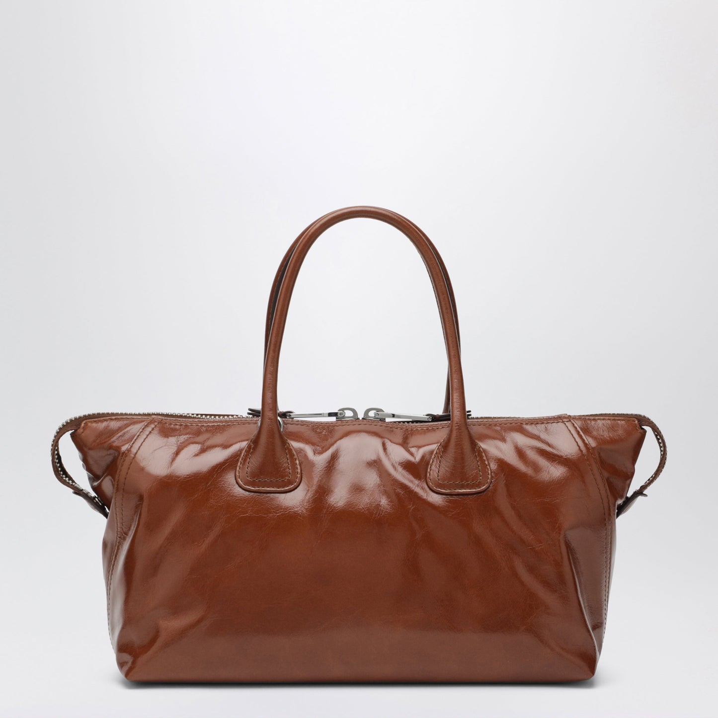 Miu Miu Brown Glossy Leather Top Handle Bag Women MIU MIU