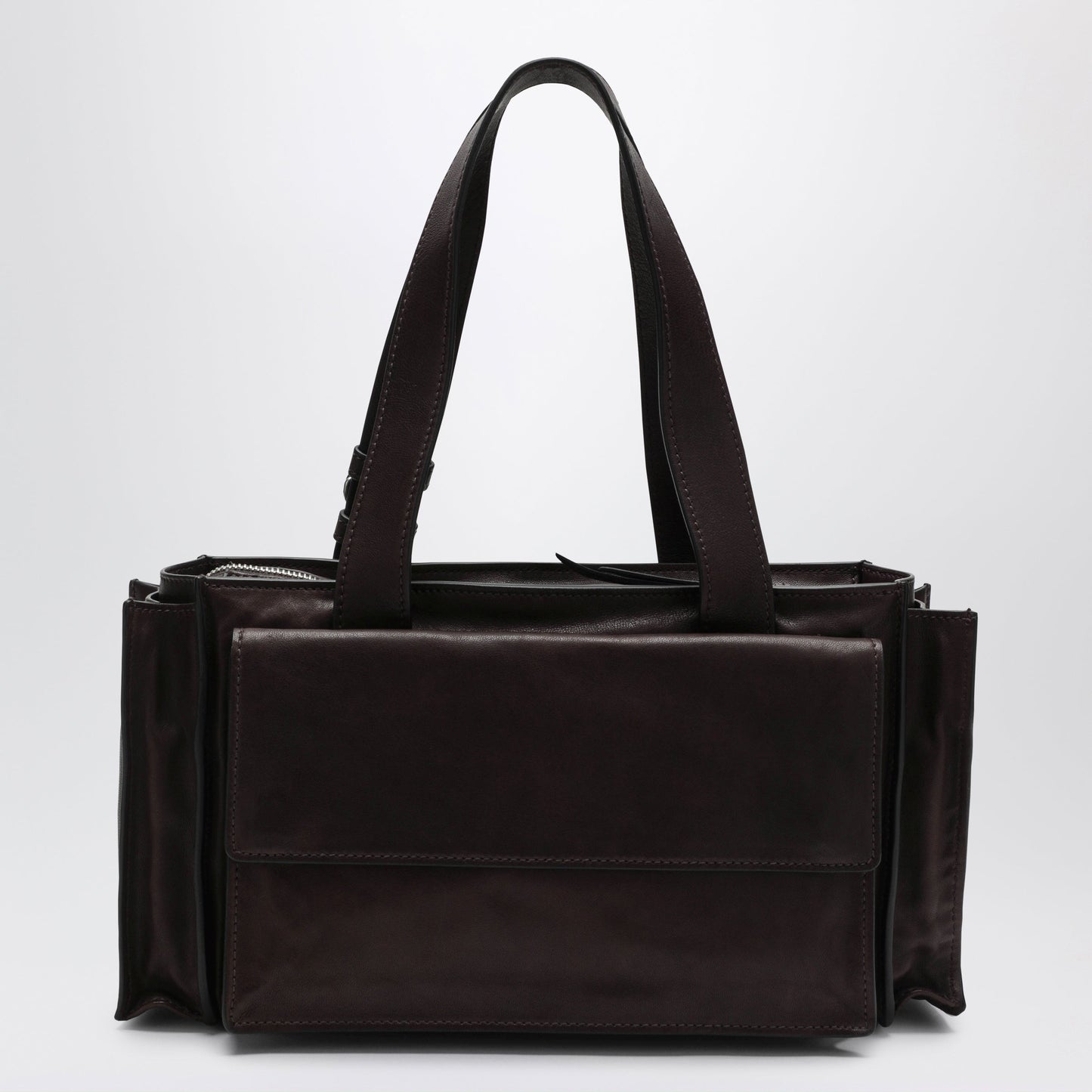 Miu Miu Utilitaire Shopping Bag In Antique-Effect Lambskin, Burnt Women MIU MIU