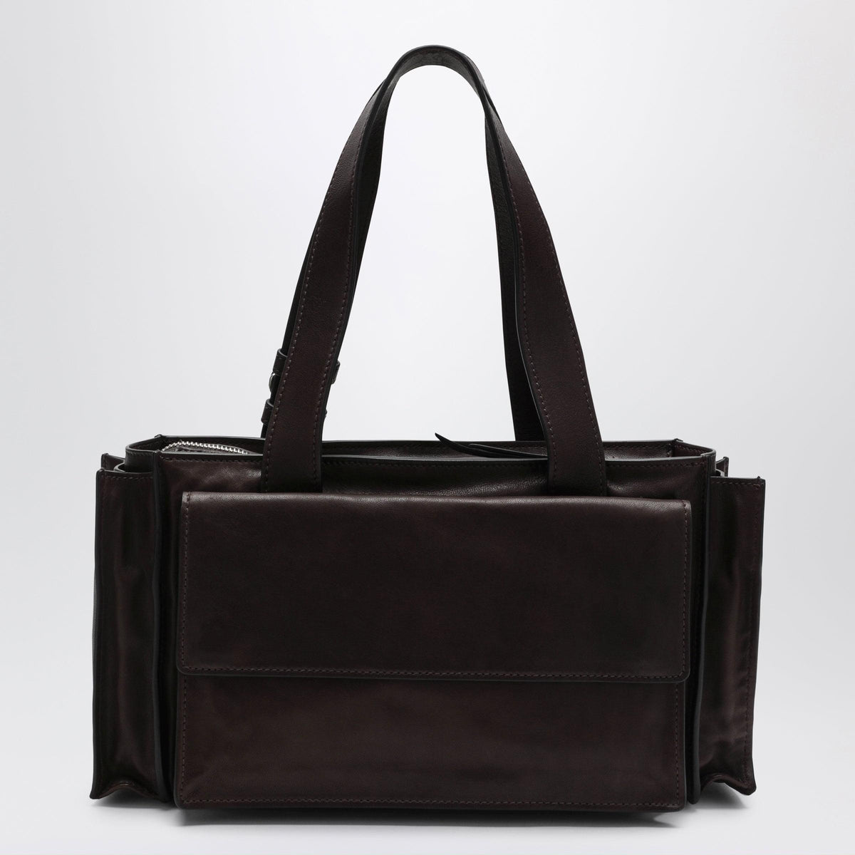 Miu Miu Utilitaire Shopping Bag In Antique-Effect Lambskin, Burnt Women MIU MIU