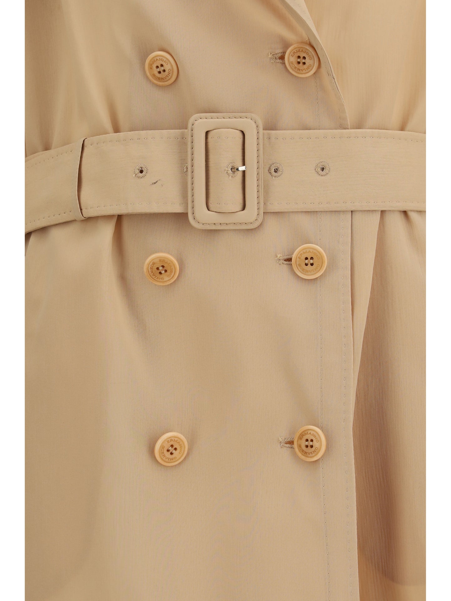 Ermanno Scervino Women Double-Breasted Trench In Georgette Bonded With Silk Chiffon ERMANO SCERVINO
