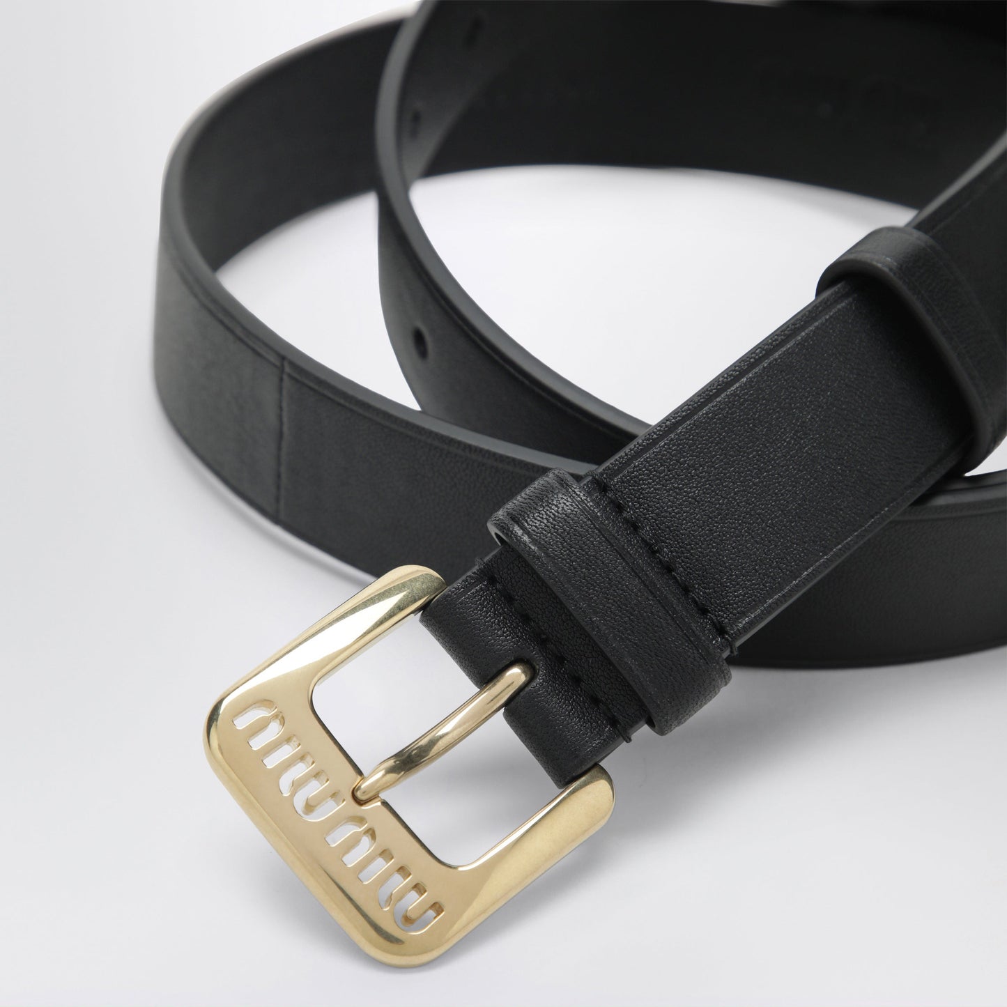 Miu Miu Black Leather Belt With Logo Buckle Women MIU MIU