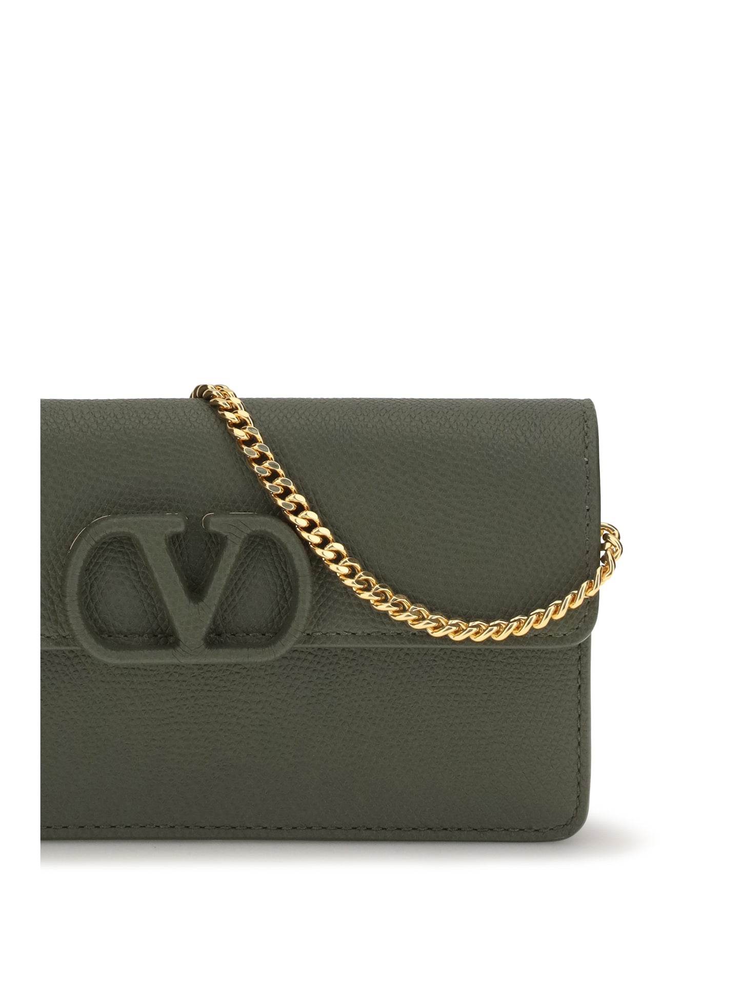 Valentino Garavani Women Vlogo Signature Grainy Calfskin Chain Wallet VALENTINO GARAVANI