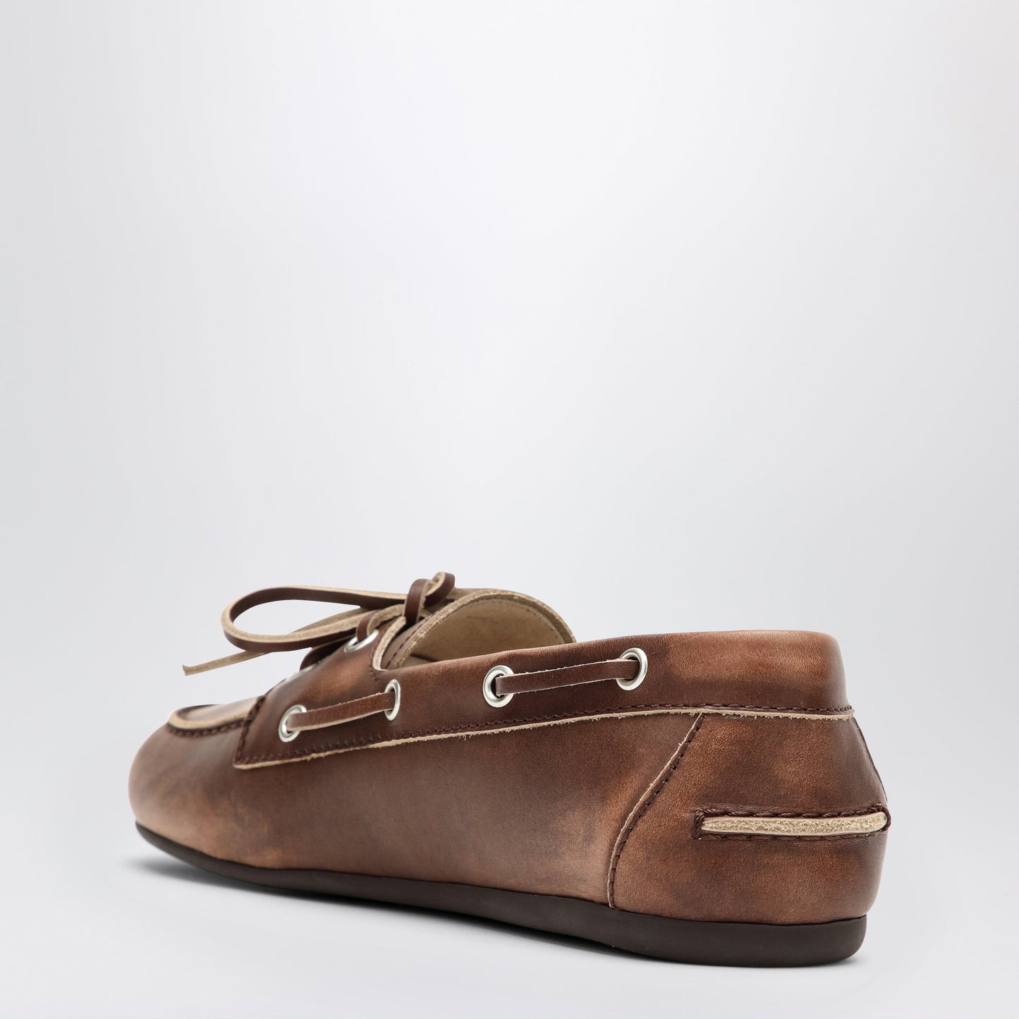 Miu Miu Burnt Brown Moccasin In Vintage Effect Leather Women MIU MIU
