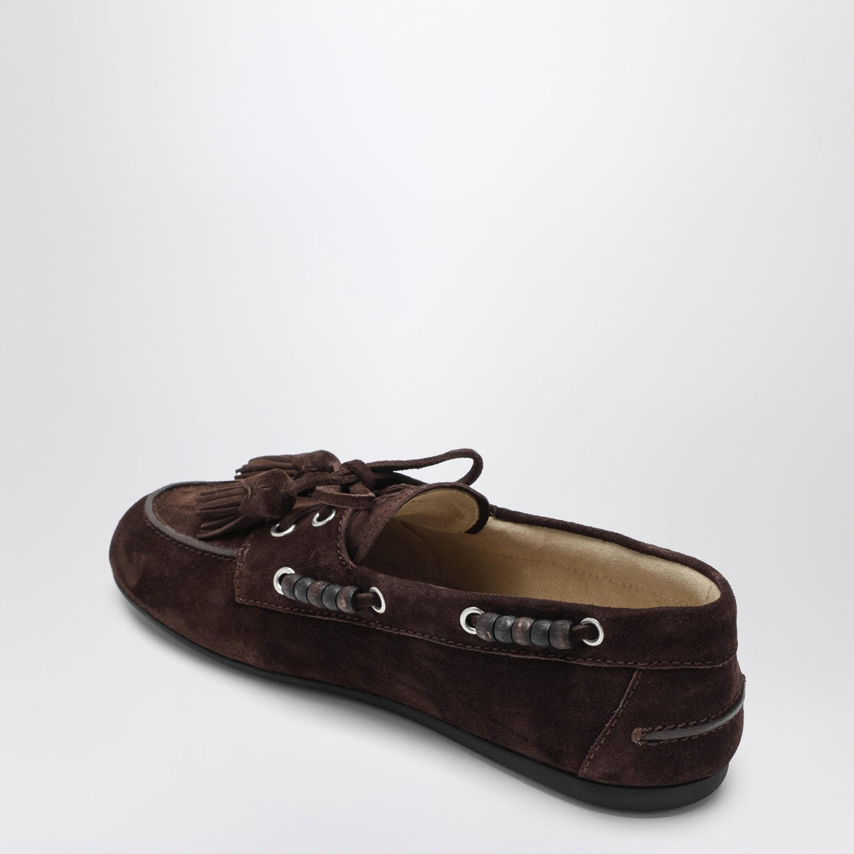 Miu Miu Deck Shoes In Suede With Dark Brown Tassels Women MIU MIU